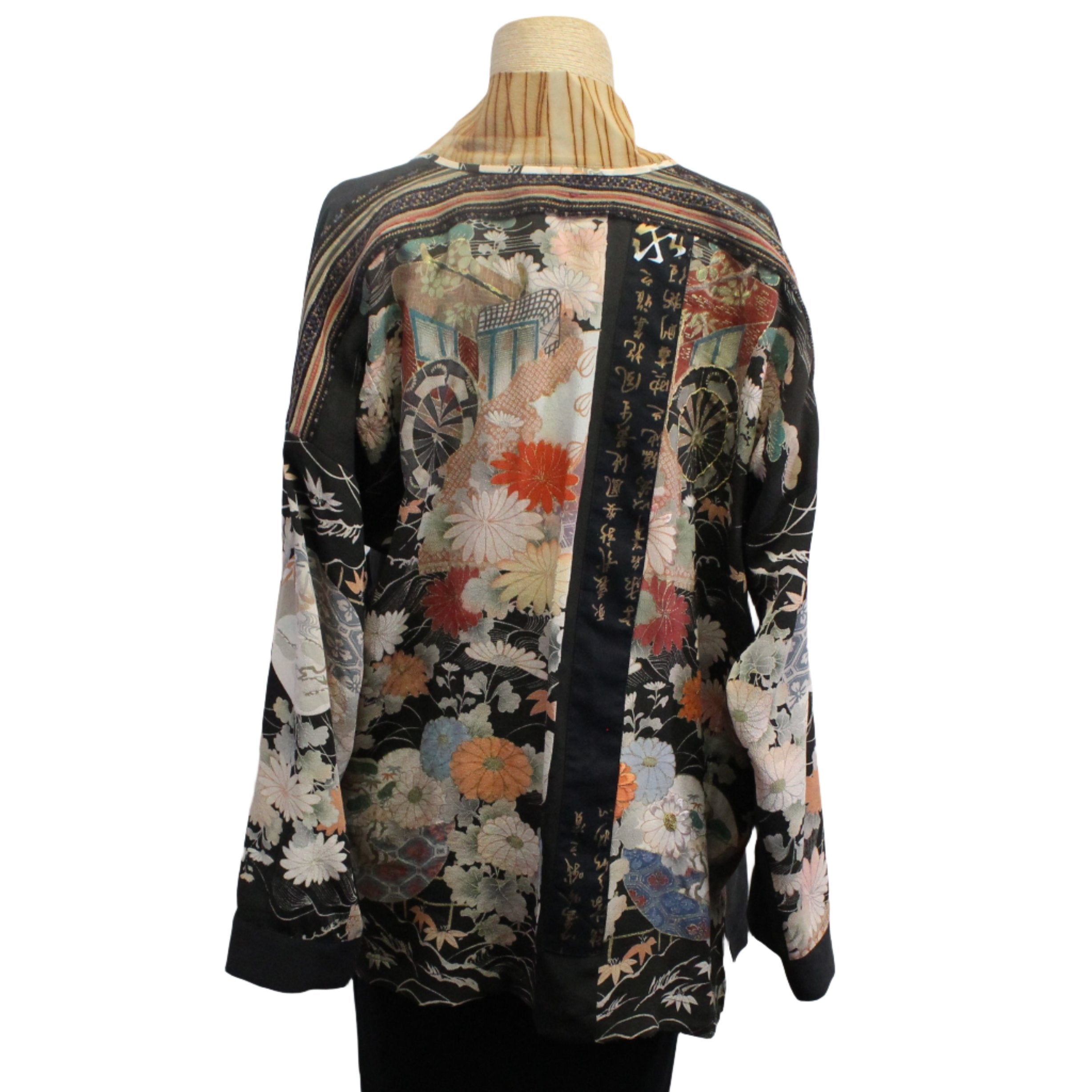 Catherine Bacon Kimono, Kyoko Gardens, Black/Cream/Peach