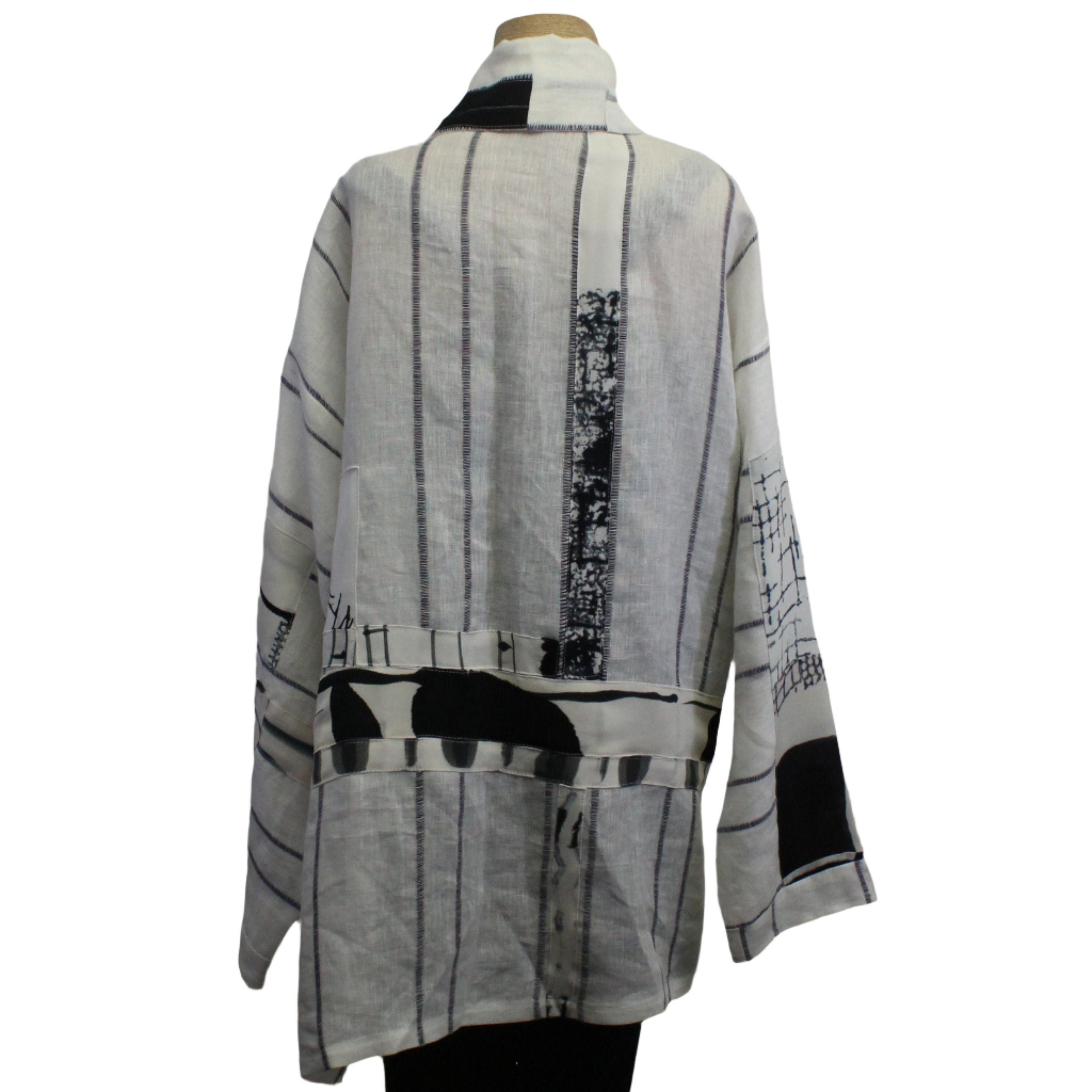 Catherine Bacon Coat, Mosaic Kyoko, White/Black, XL