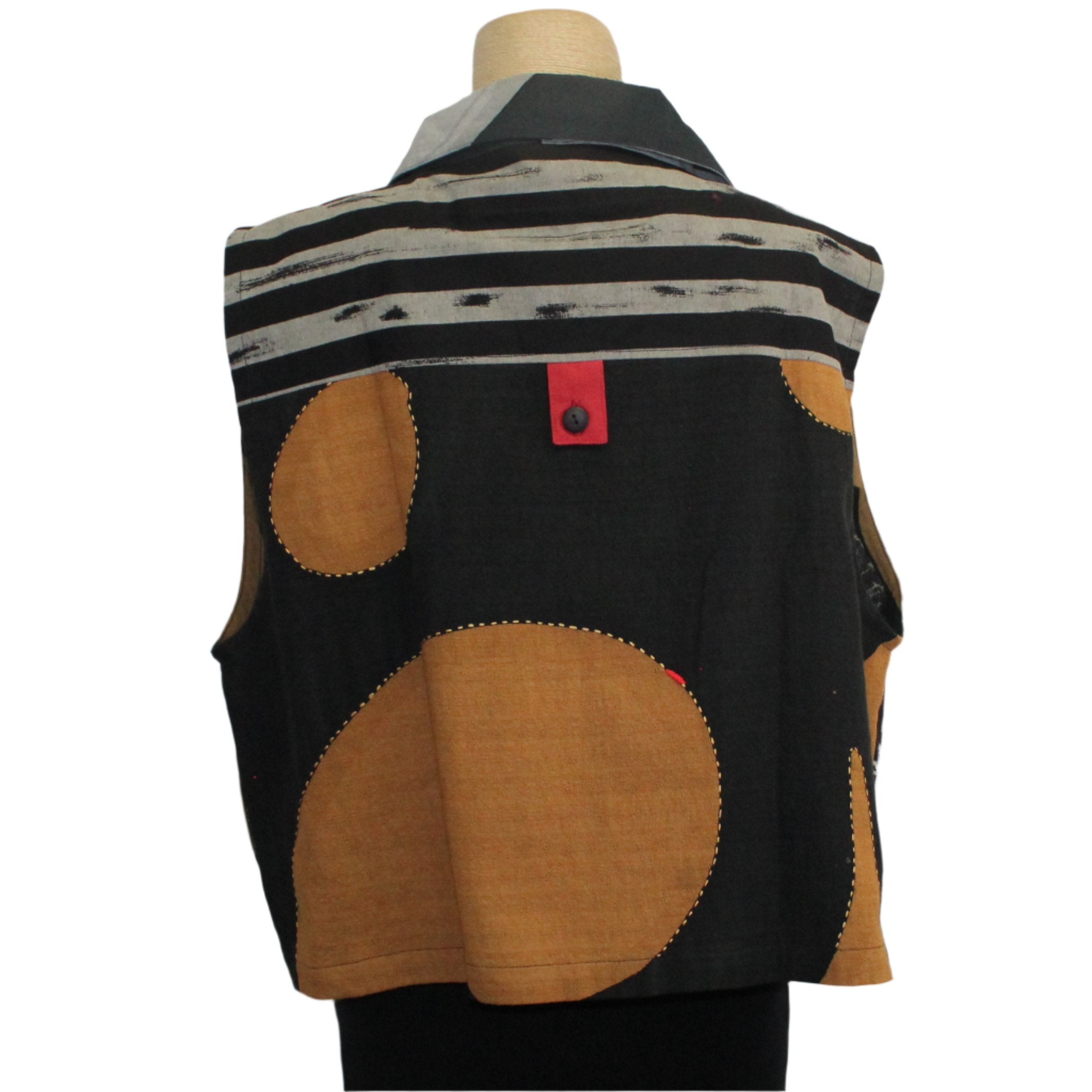 Yaza Vest, Bolero, Collaged Art, Black/Grey M/L