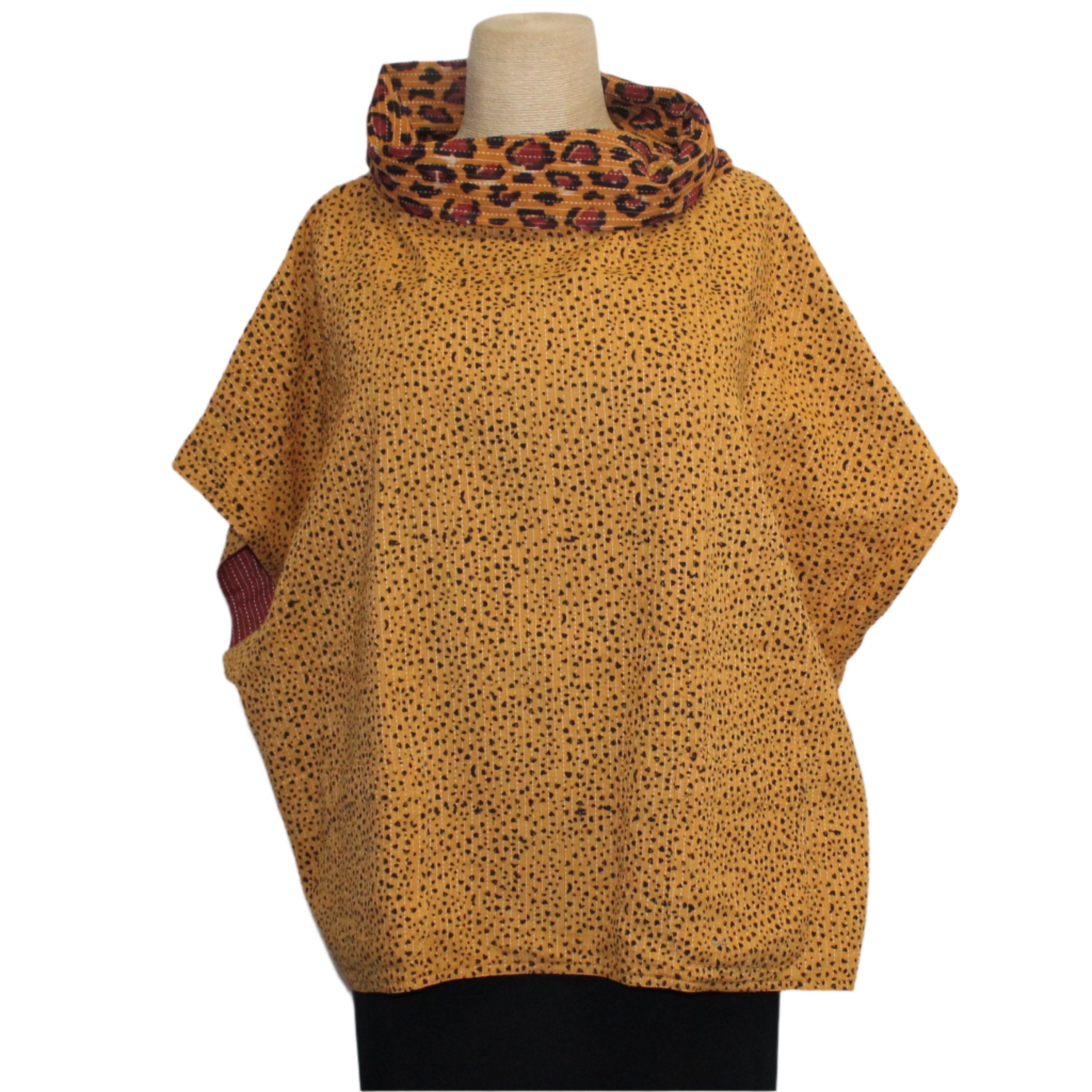 Yaza Reversible Topper, Wood Block, Gold/Autumn L/XL