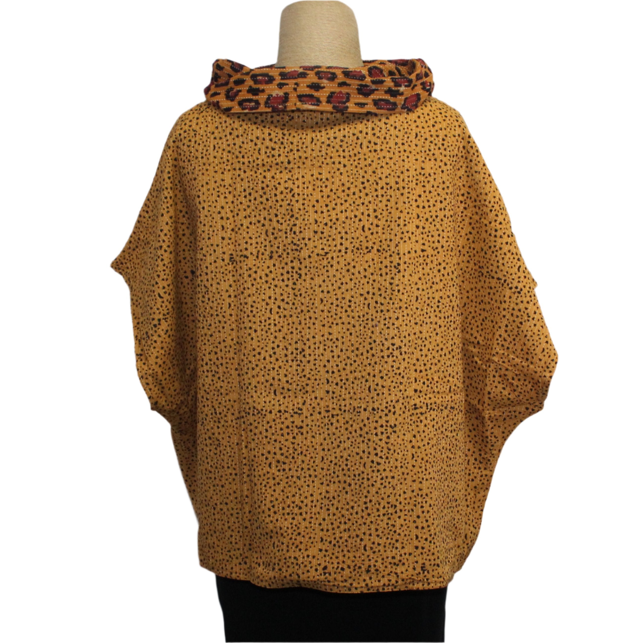 Yaza Reversible Topper, Wood Block, Gold/Autumn L/XL