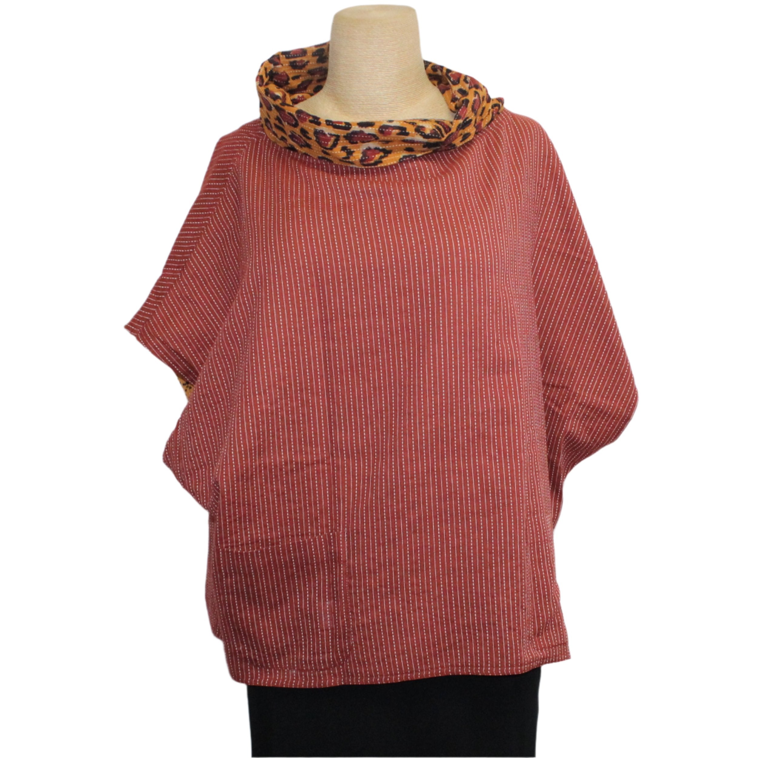 Yaza Reversible Topper, Wood Block, Gold/Autumn L/XL