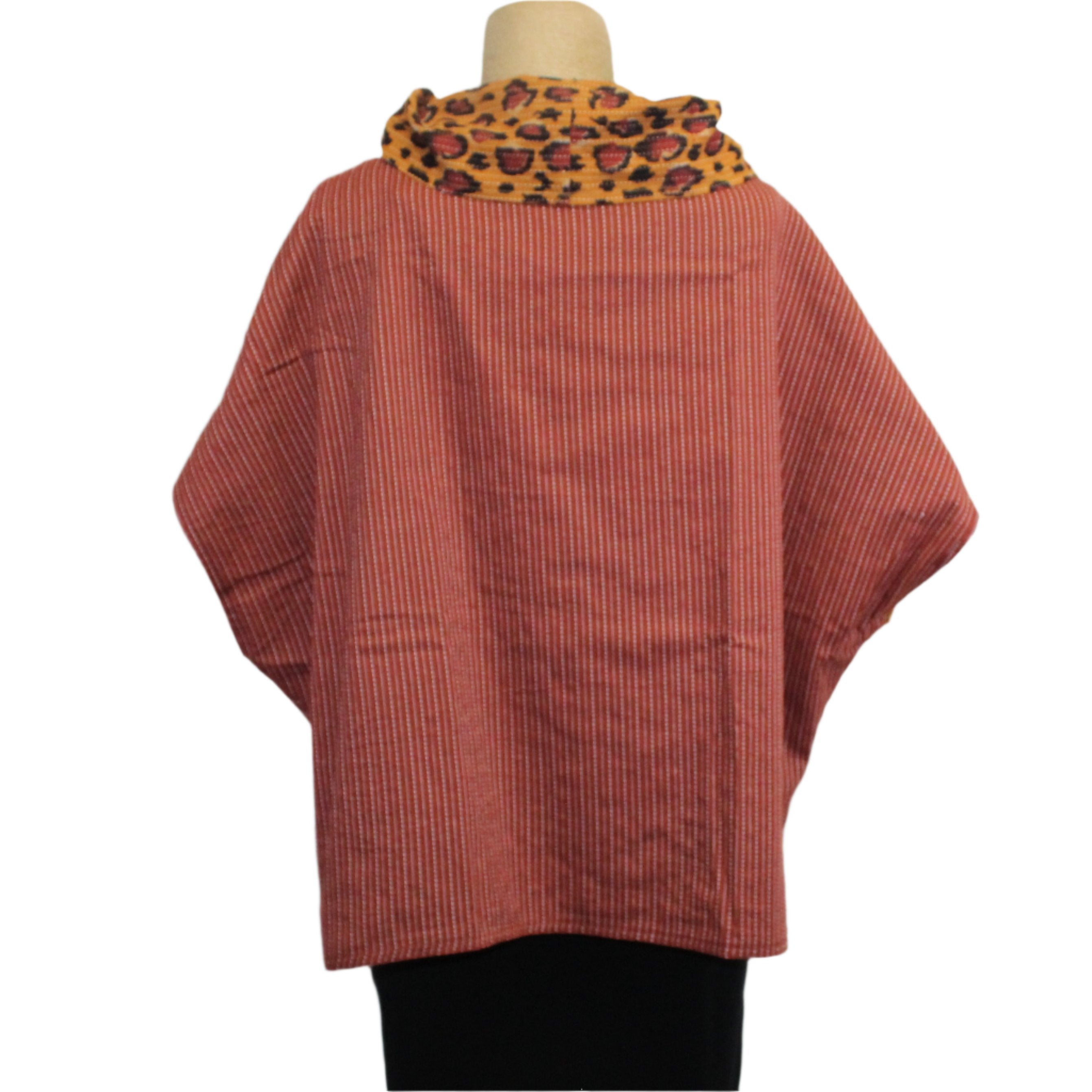 Yaza Reversible Topper, Wood Block, Gold/Autumn L/XL