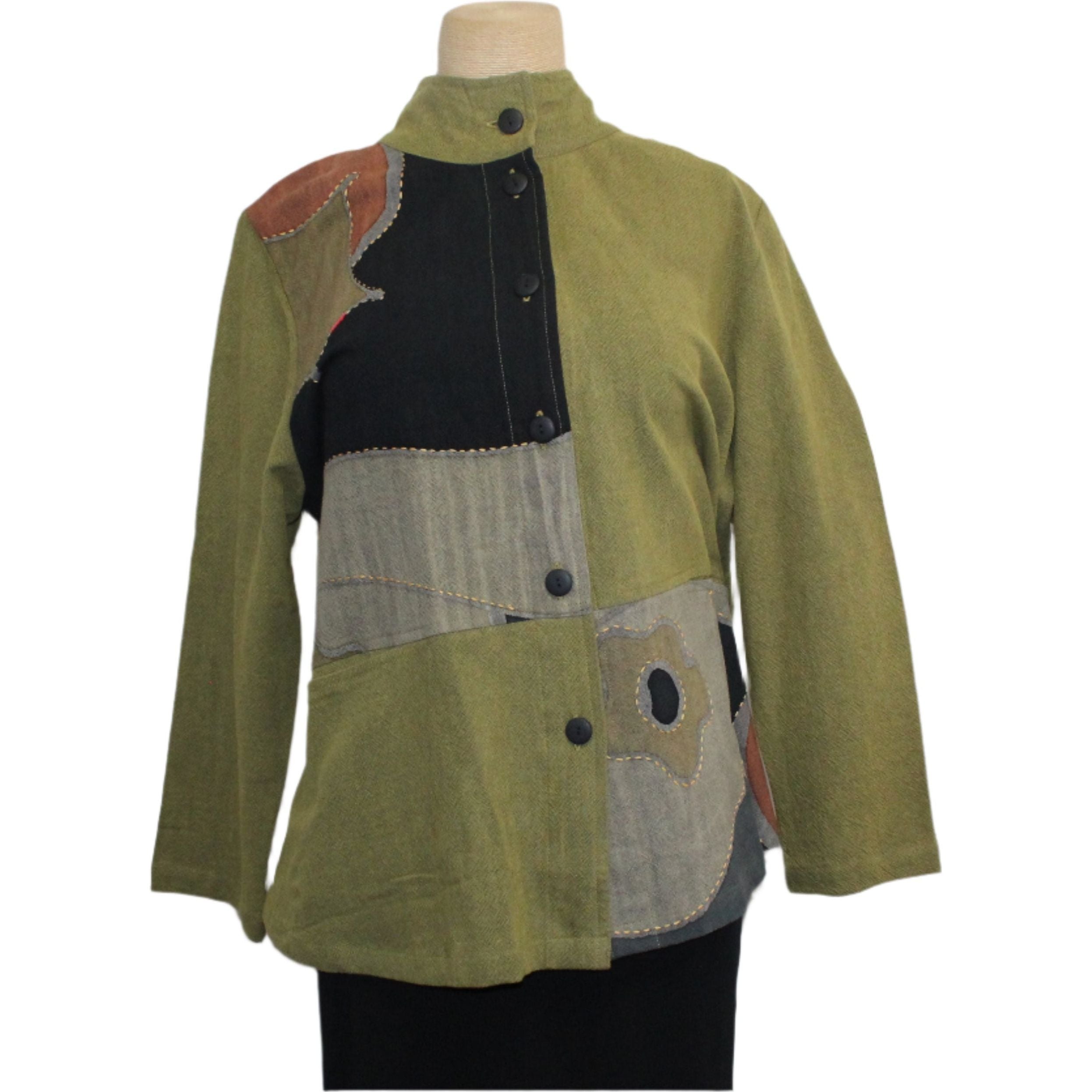 Yaza Jacket, Art Shirt, Mustard/Olive M/L