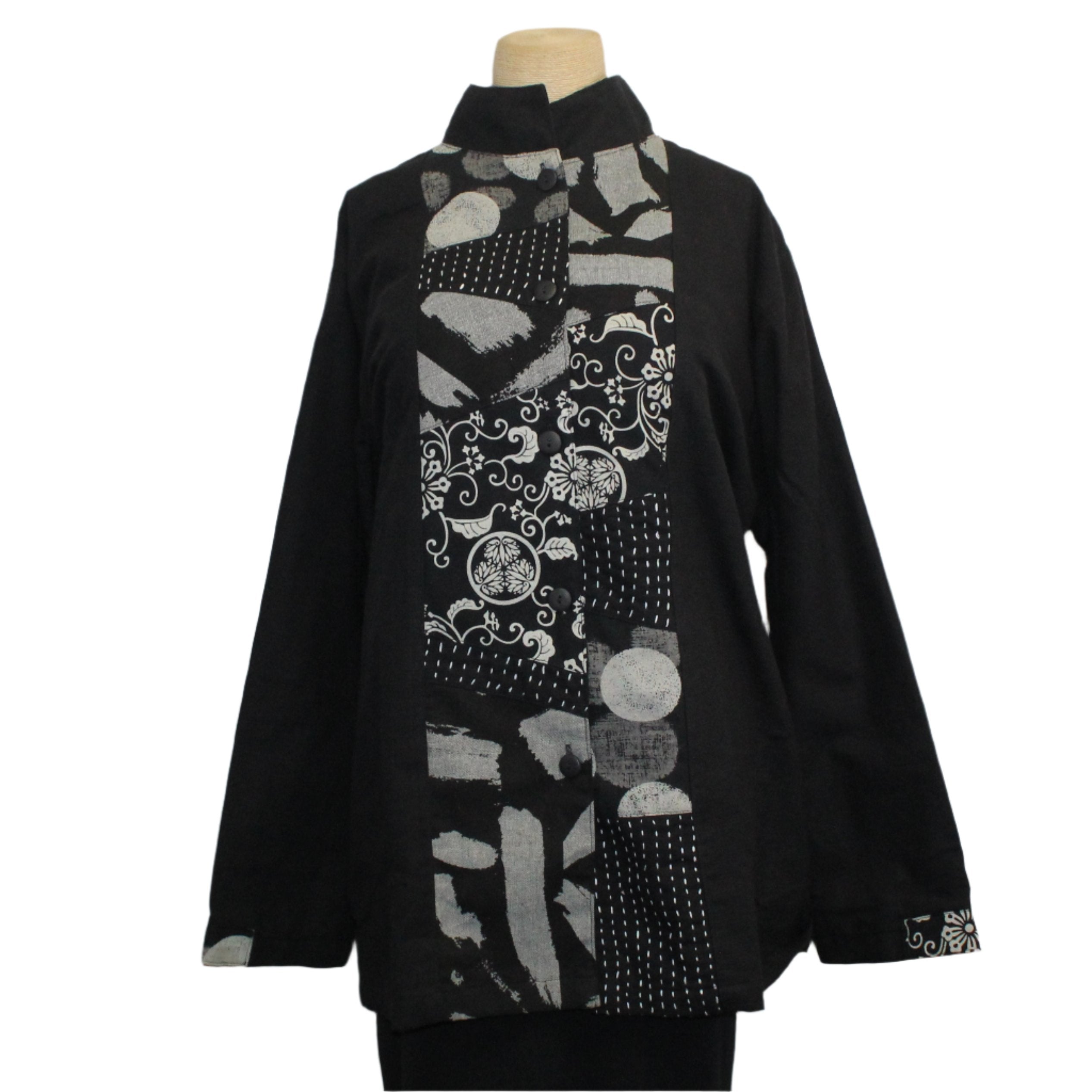 Yaza Jacket, Front Patchwork, Black/Grey L/XL