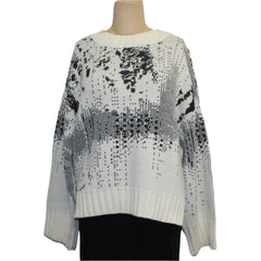 IVKO Sweater, O Neck, Favela Pattern, White/Black S & M