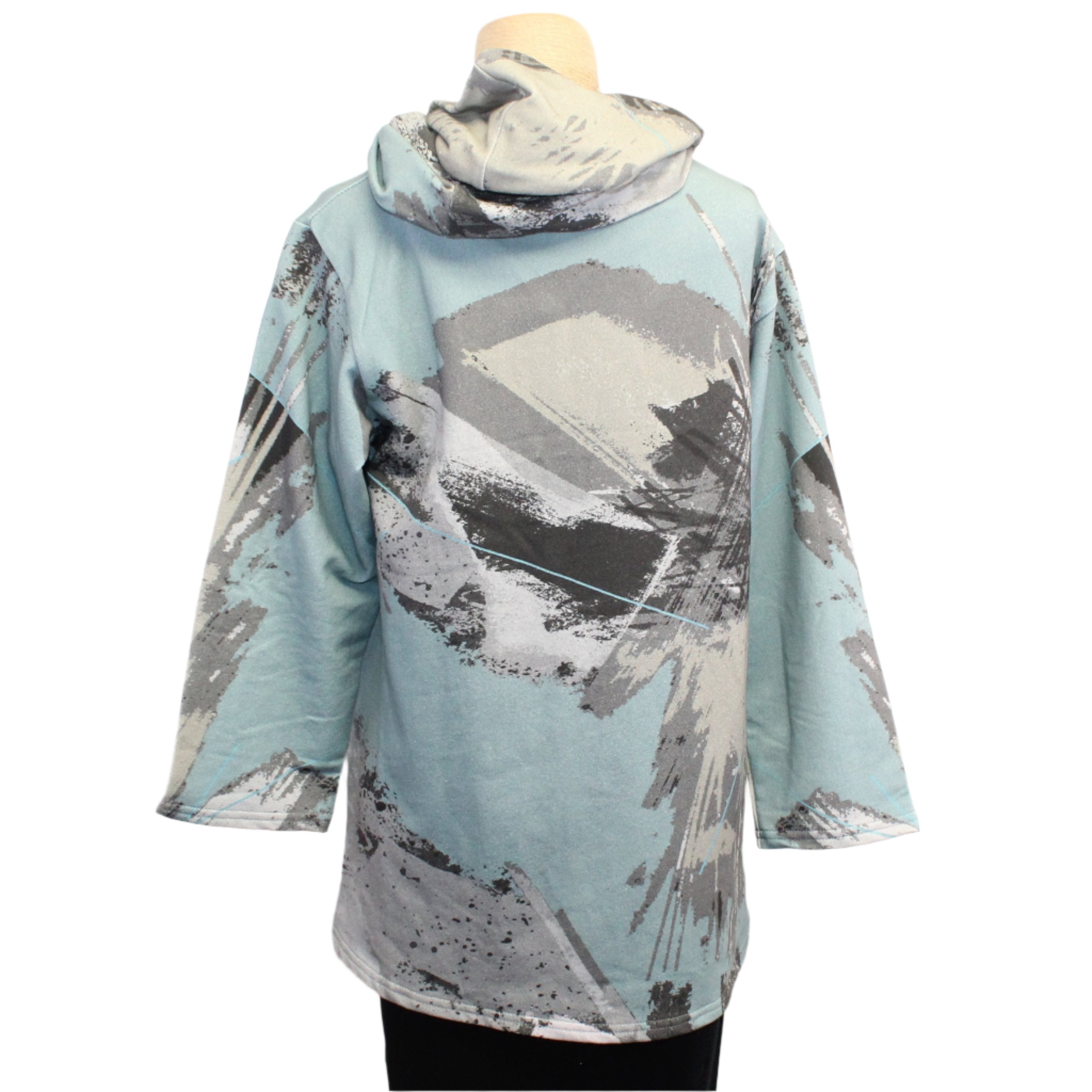 Andrea Geer Boxy Top With Scarf, Sage/Black/Grey XS