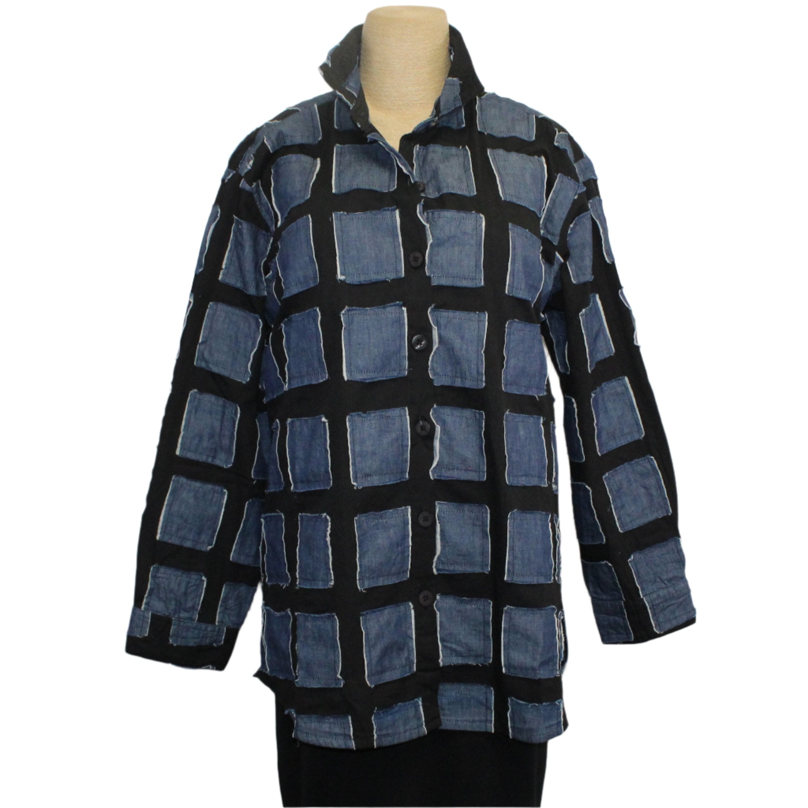 M Square Shirt, Proper, Denim/Black Collage S
