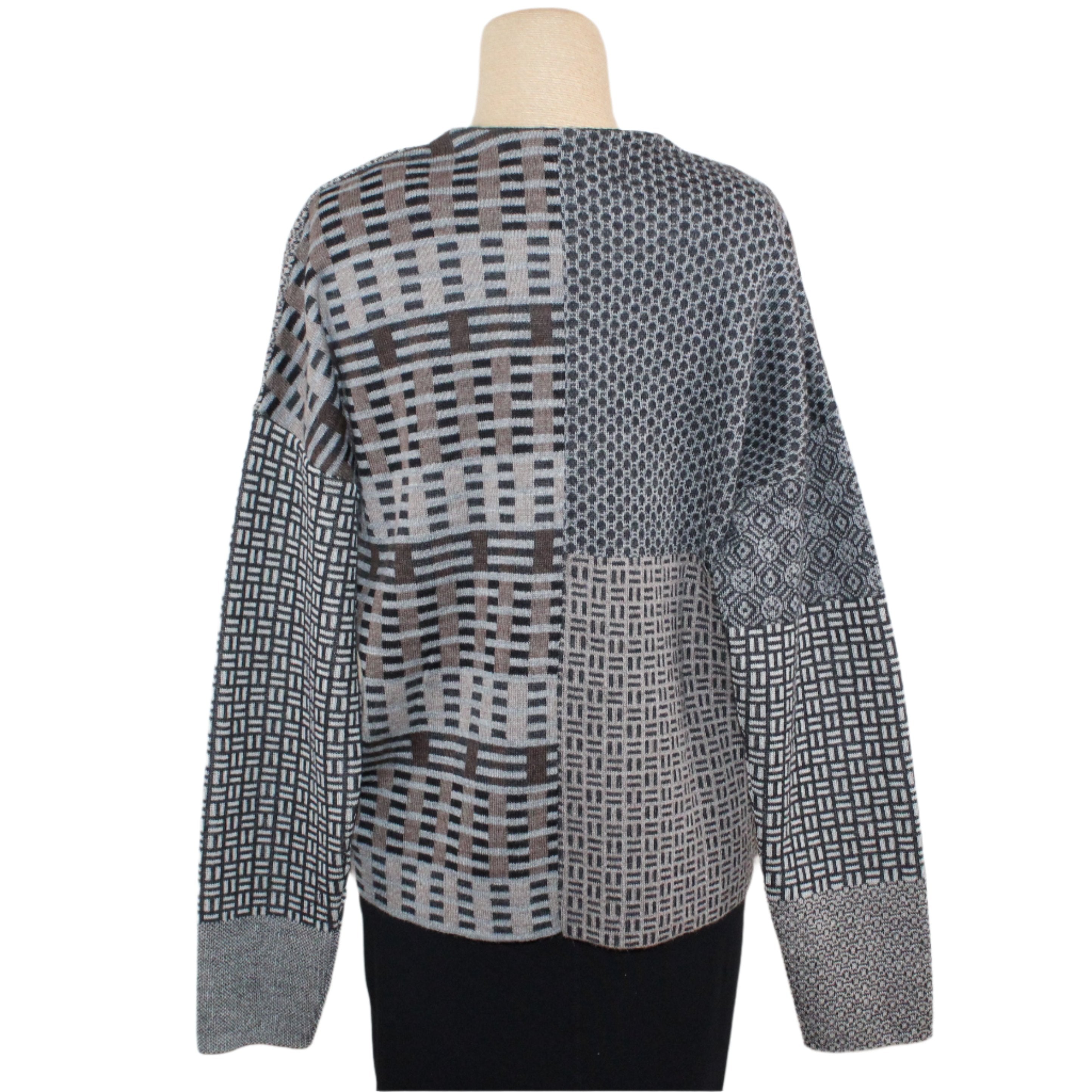 Beyond Threads Cardigan, Pique, Natural/Grey/Brown S