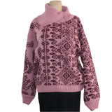 IVKO Pullover Sweater, Ornament Pattern, Rouge/Burgundy M/L