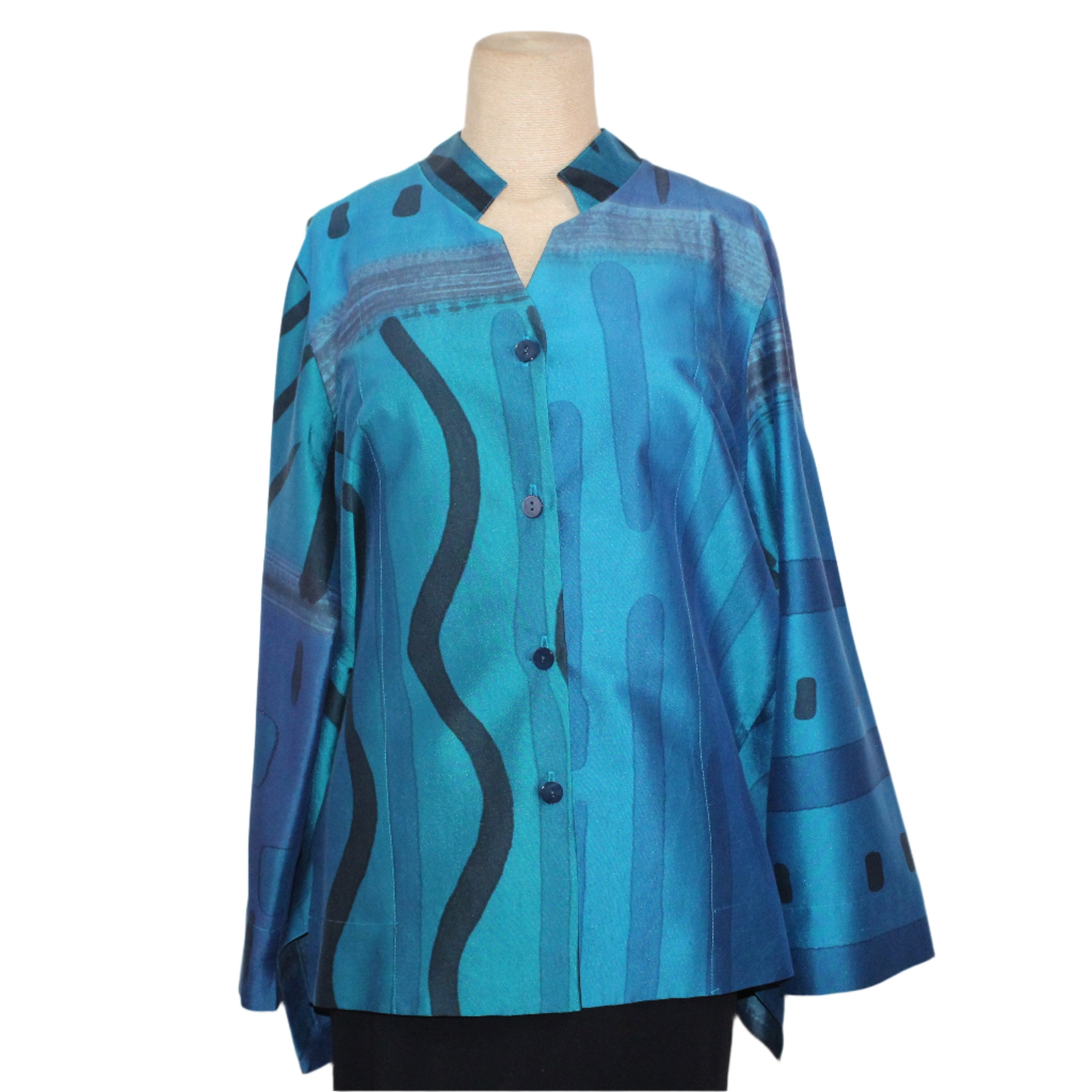 Kay Chapman Shirt, Santa Fe, Why Not, Turquoise/Blue, L
