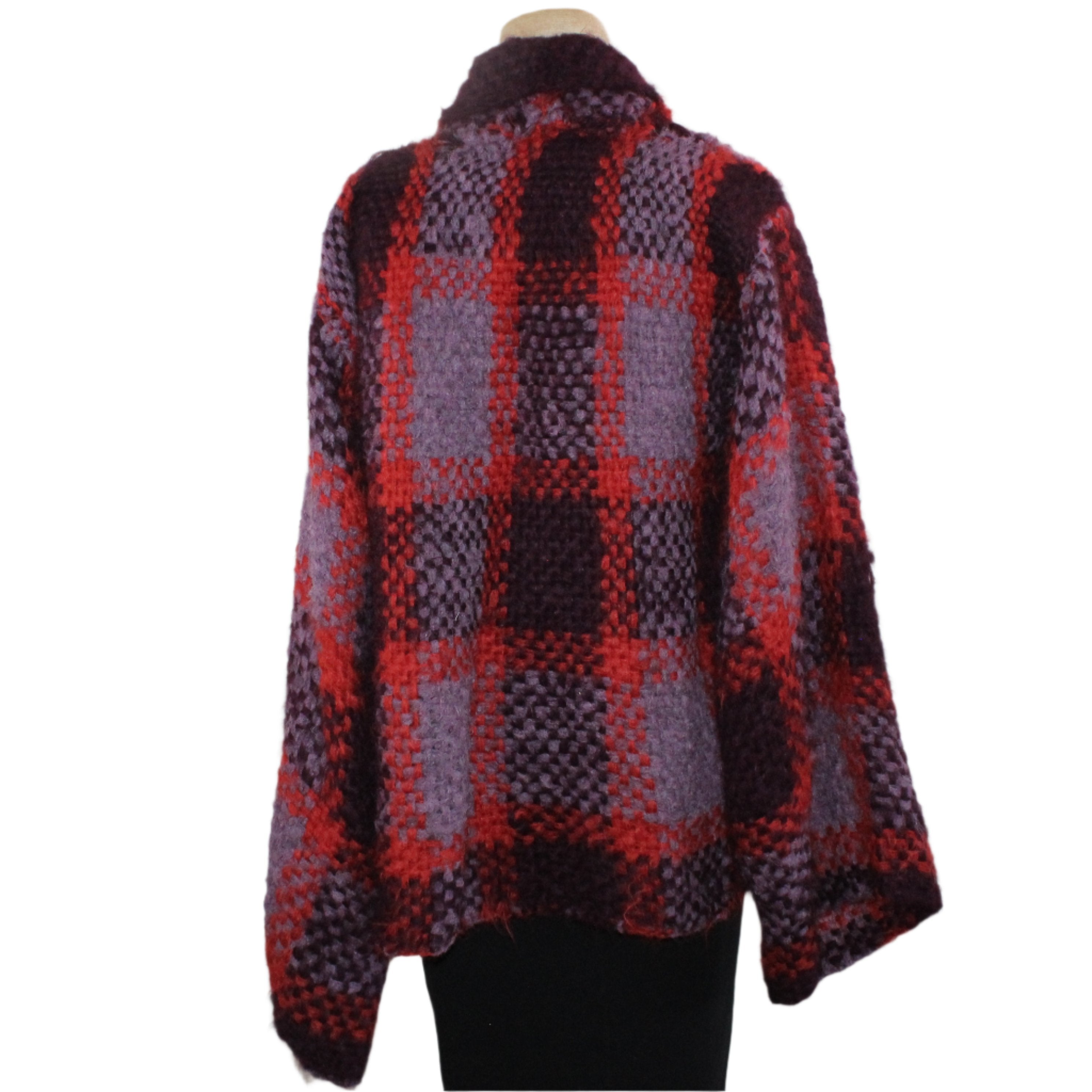 Amano Sweater, Alpaca, Tartan, Merlot/Brick/Magenta, S/M