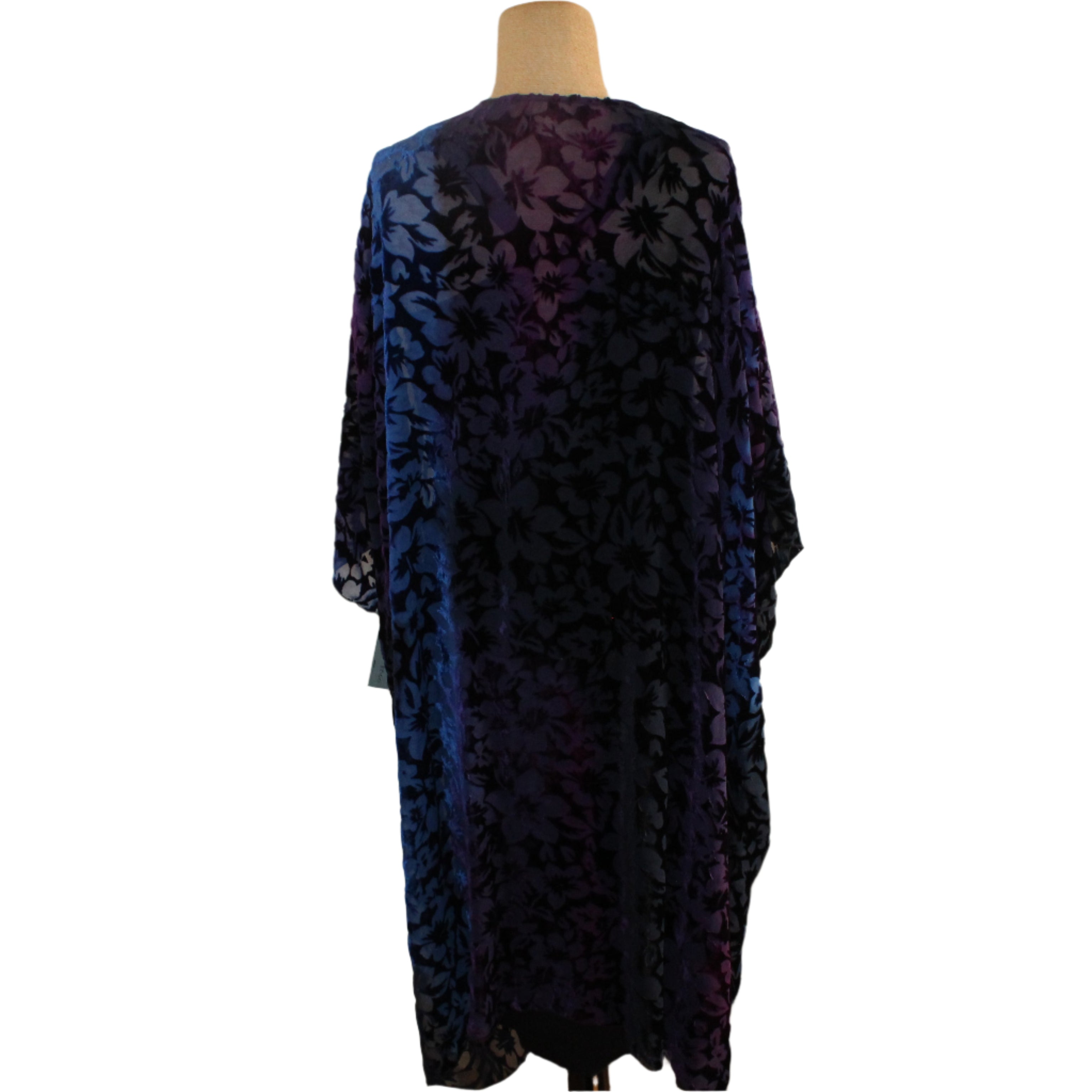 Kay Chapman Flowing Vest, Cut Velvet, Baroque, Blue/Purple, Fits M-XL