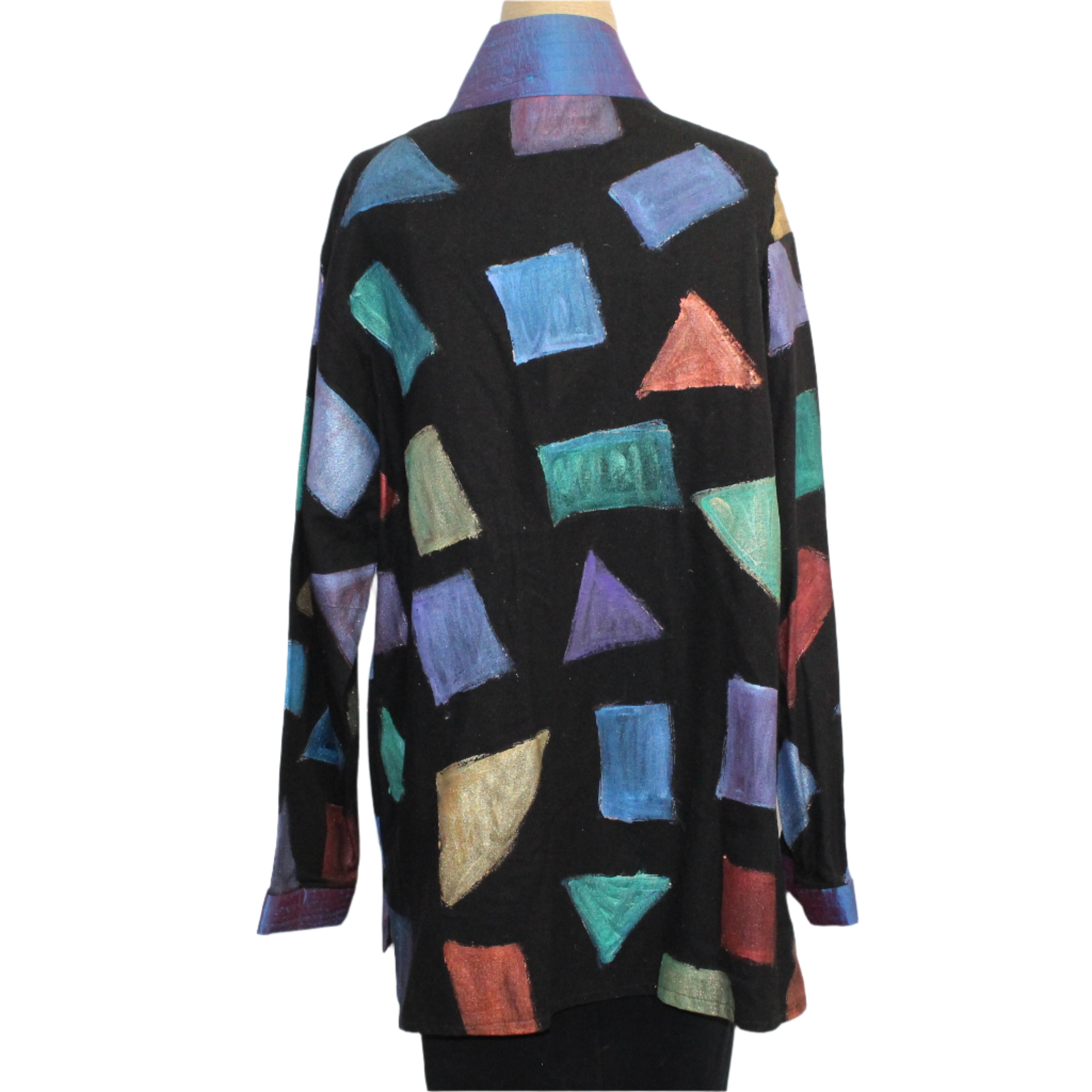 Jennifer Cauffman Jacket, Triangles & Squares, Hand-Painted, Multi-Color, S/M