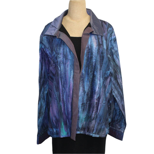 Jennifer Cauffman Jacket, Rain, Hand-Painted, Purples/Blues, L