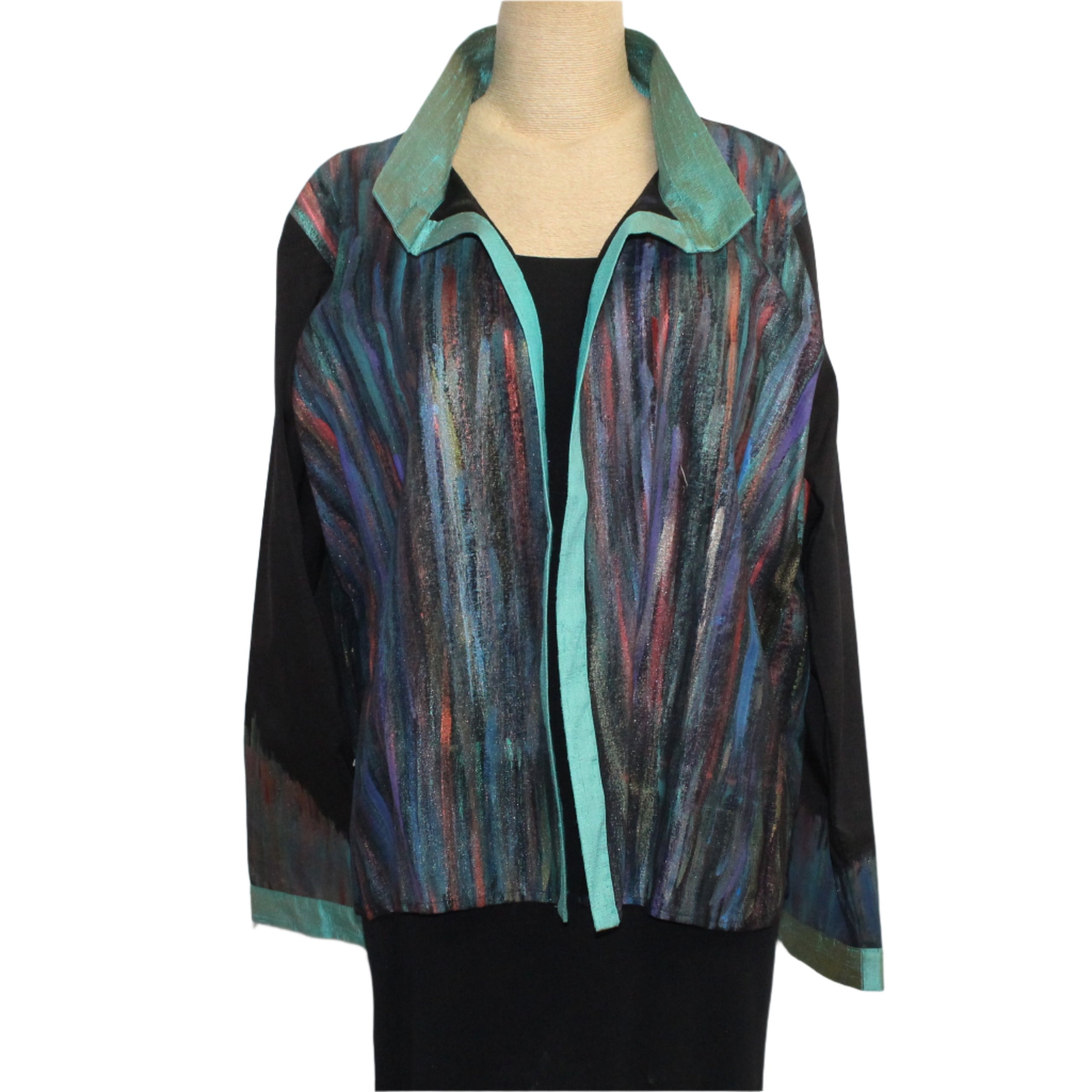 Jennifer Cauffman Jacket, Rain, Hand-Painted, Light Green/Multi-Color, S