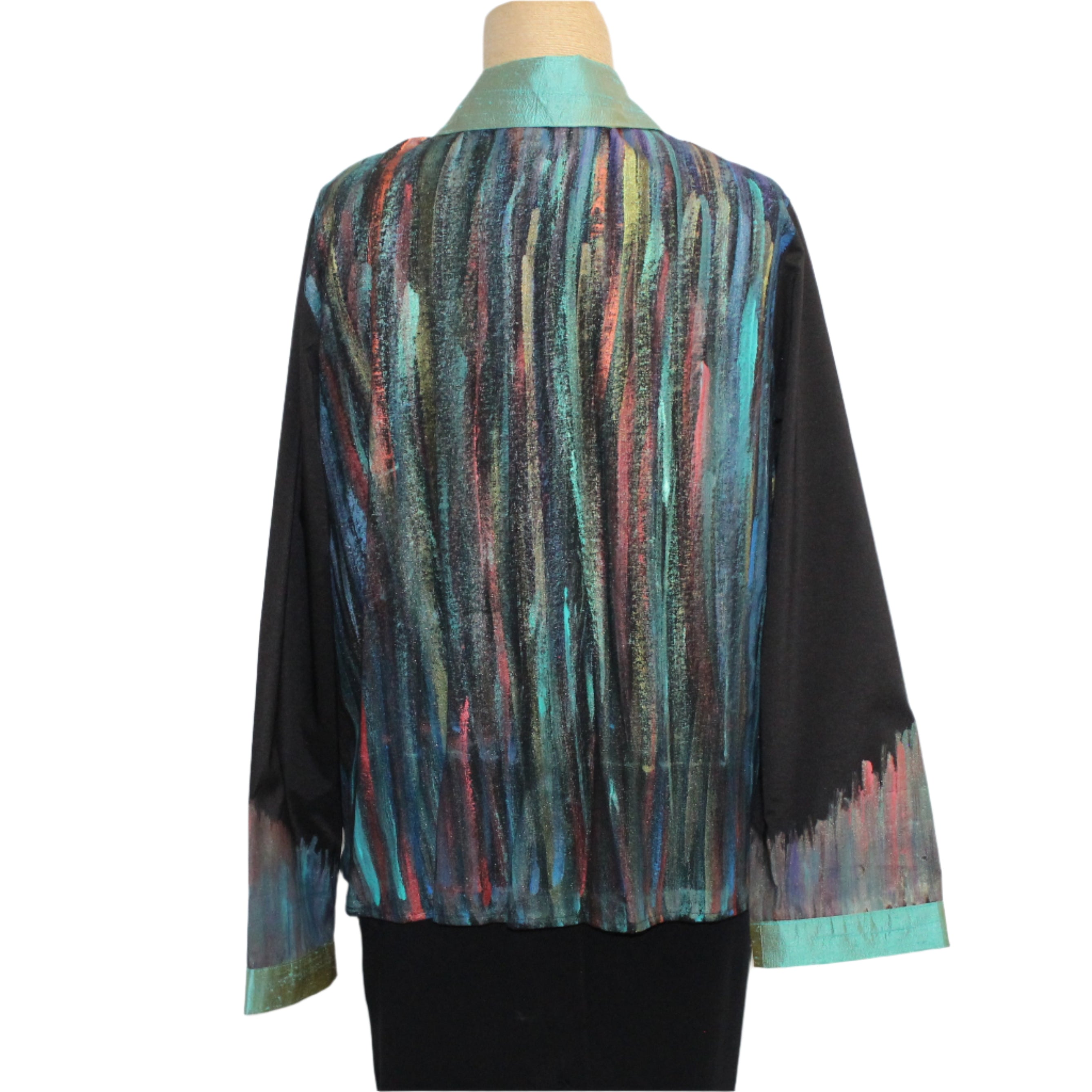 Jennifer Cauffman Jacket, Rain, Hand-Painted, Light Green/Multi-Color, S