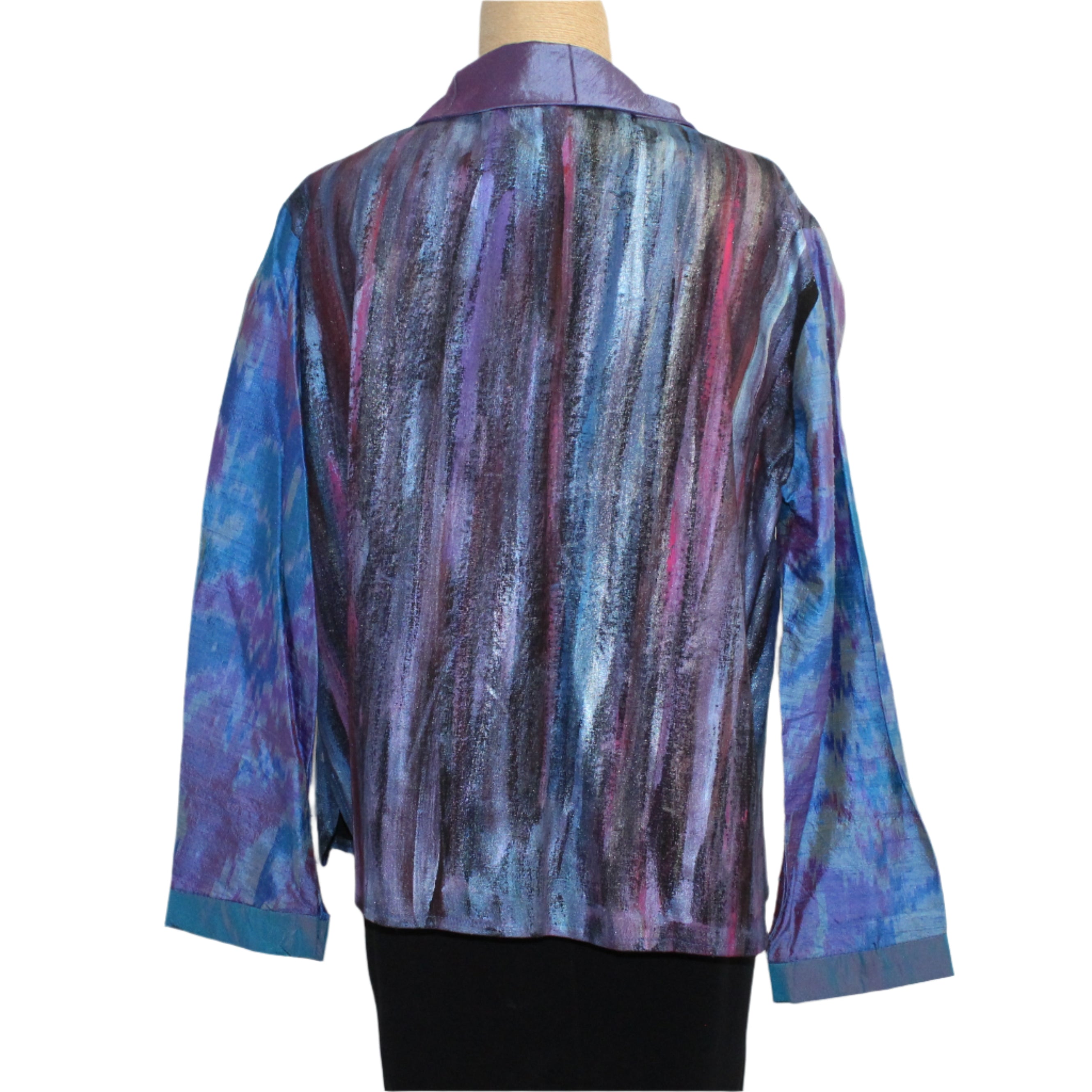 Jennifer Cauffman Jacket, Rain, Hand-Painted, Teal, Purple & Red, S