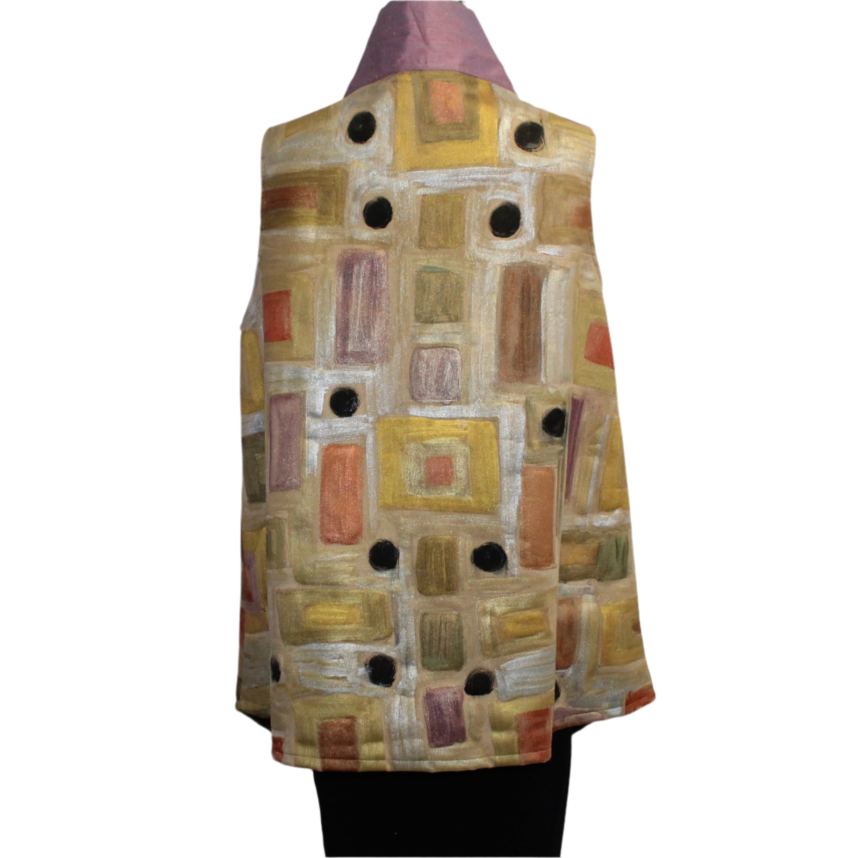 Jennifer Cauffman Vest, Squares, Hand-Painted, Butterscotch/Multi-Color, M/L
