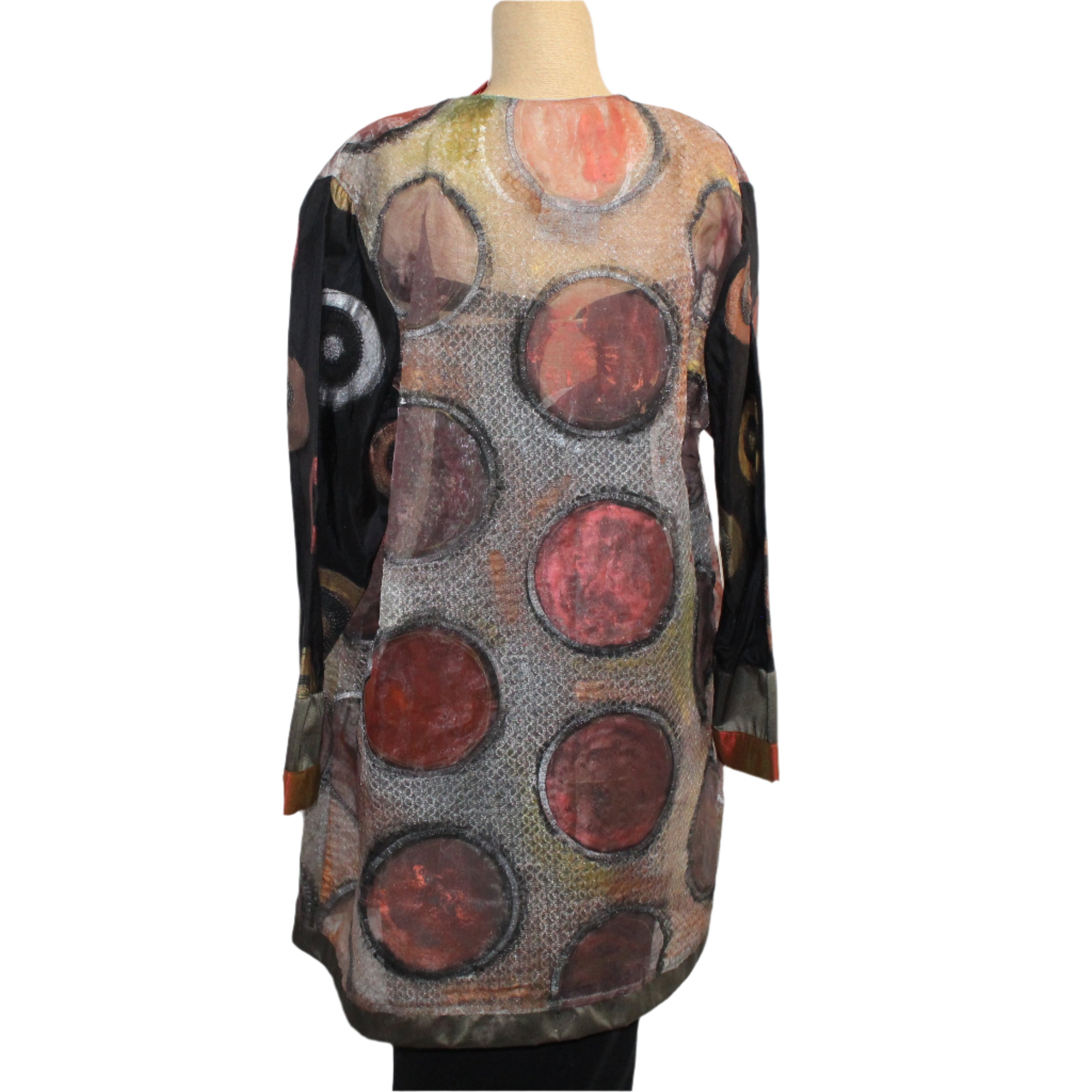 Jennifer Cauffman Jacket, Sheer With Circles, Hand-Painted, Orange/Copper/Black, S