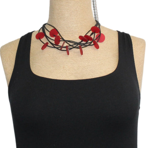 Lydia Bremer Necklace, Disks, Red