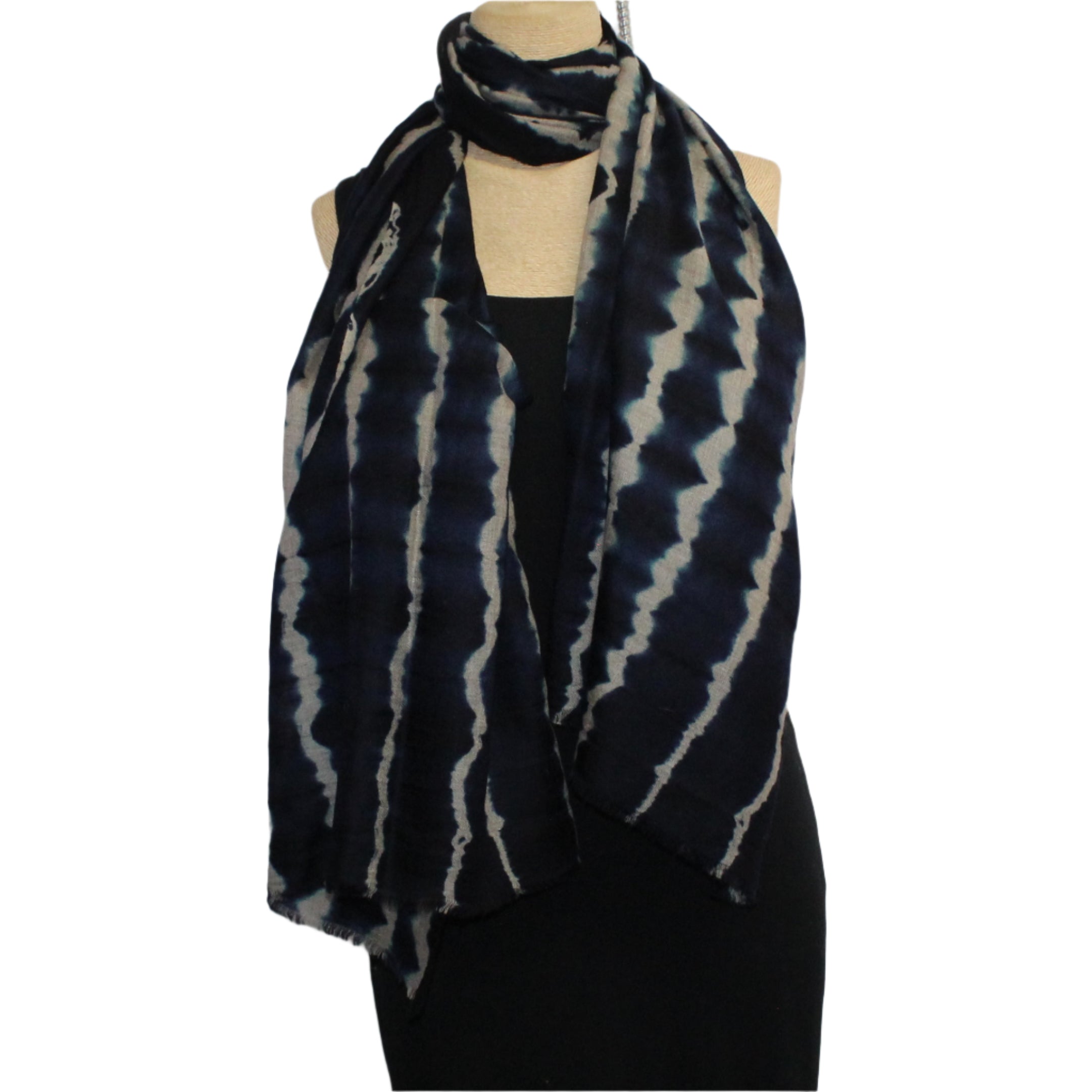 Denovembre Scarf/Shawl, Rive, Indigo Blue/Beige