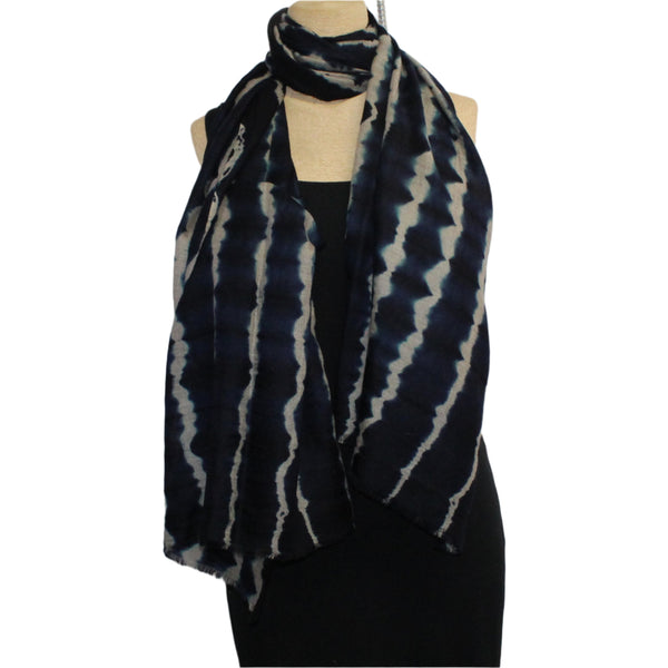 Denovembre Scarf/Shawl, Rive, Indigo Blue/Beige