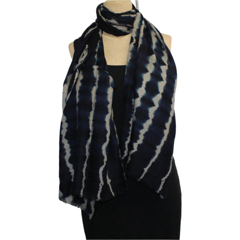 Denovembre Scarf/Shawl, Rive, Indigo Blue/Beige