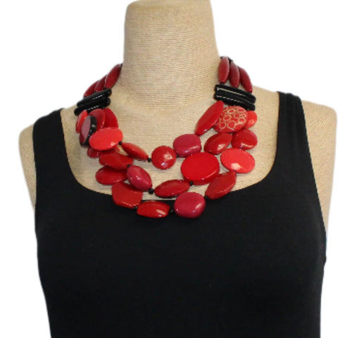 Michaela Malin Necklace, Ladybug, Red/Black