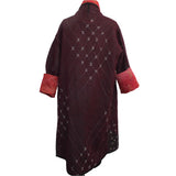 Yaza Coat, Kantha, Shawl Collar, Reversible, Burgundy/Red, OS