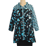 Adverb Shirt, Anywhere, Ellipse/Checkerboard, Turquoise/Black/White XS, S & M