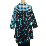 Adverb Shirt, Anywhere, Ellipse/Checkerboard, Turquoise/Black/White XS, S & M