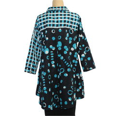 Adverb Shirt, Anywhere, Ellipse/Checkerboard, Turquoise/Black/White XS, S & M