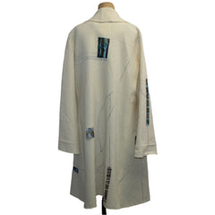 Holly Badgley Coat, Boil Wool, Short, White/Blue, M/L