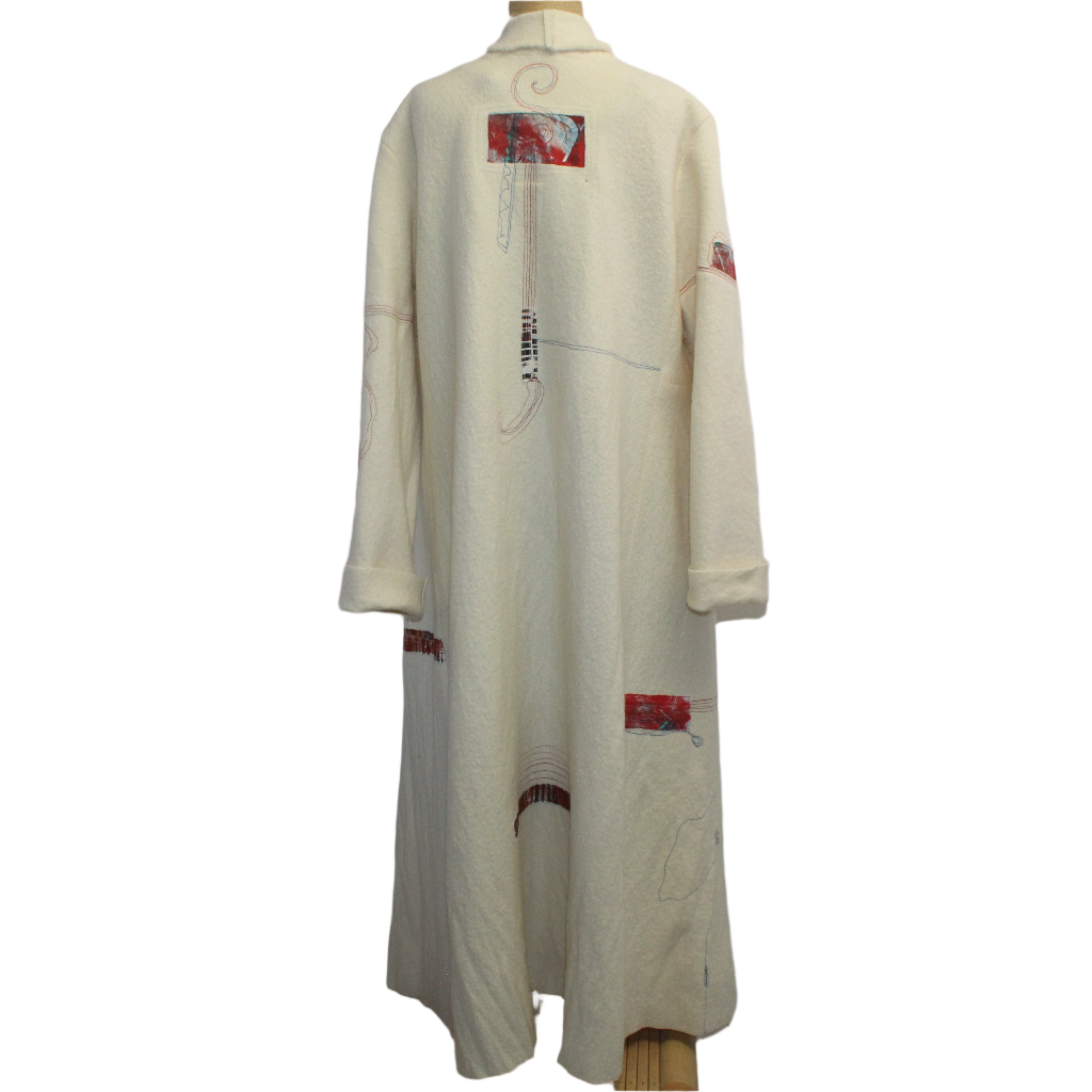 Holly Badgley Coat, Caravan Boil Wool, White/Red, M