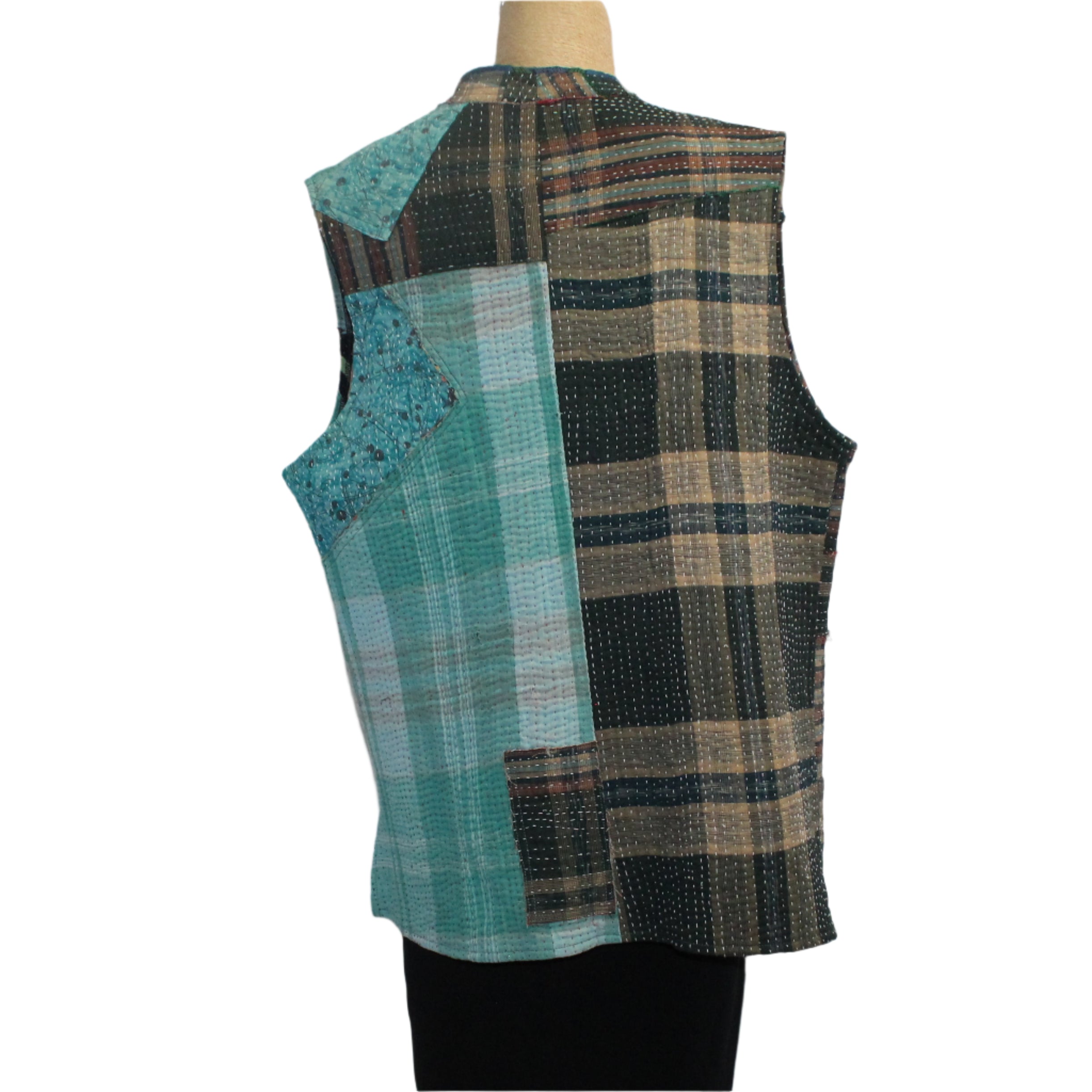 Holly Badgley Vest, Kantha, Aqua, M