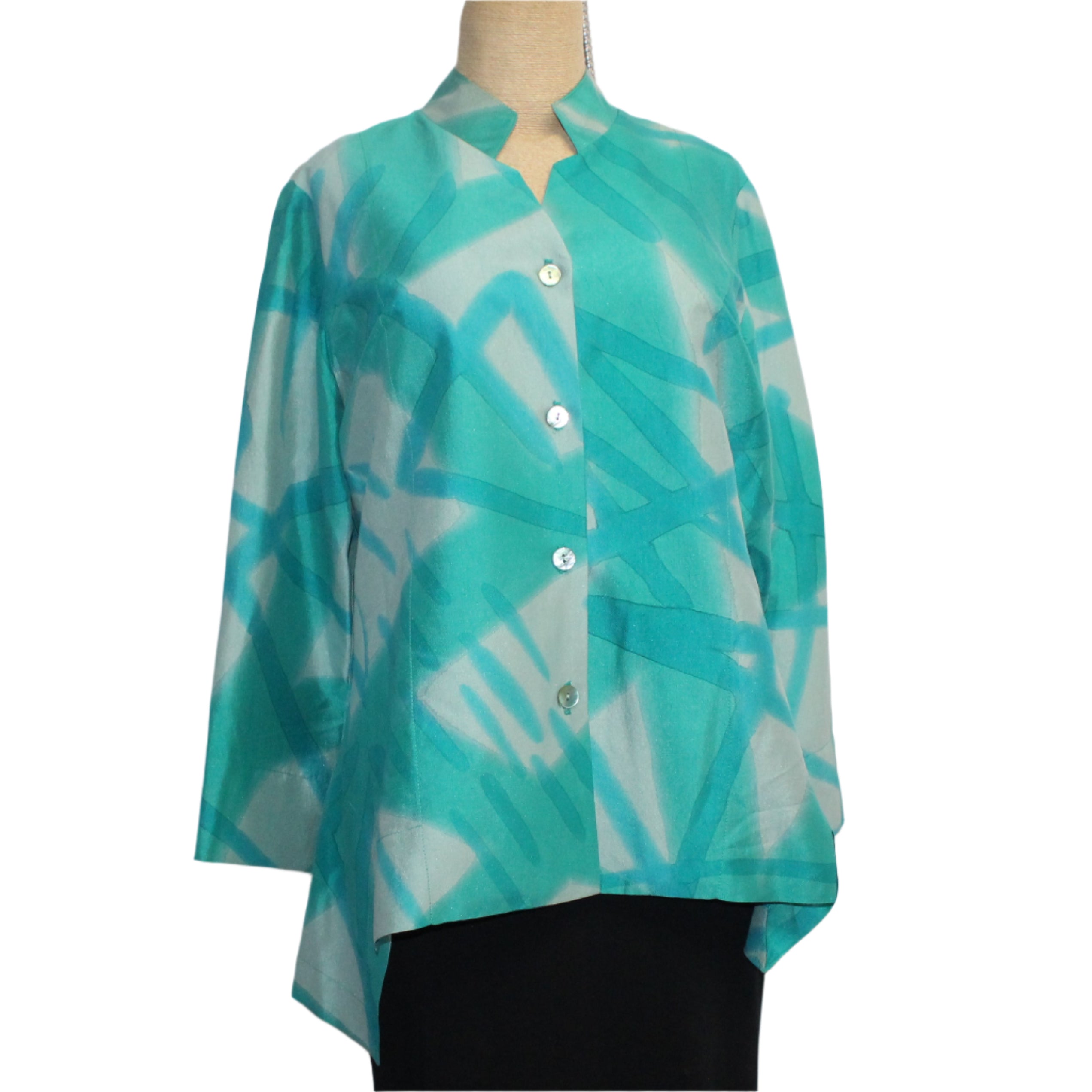 Kay Chapman Shirt, Santa Fe, Graffiti, Turquoise, S