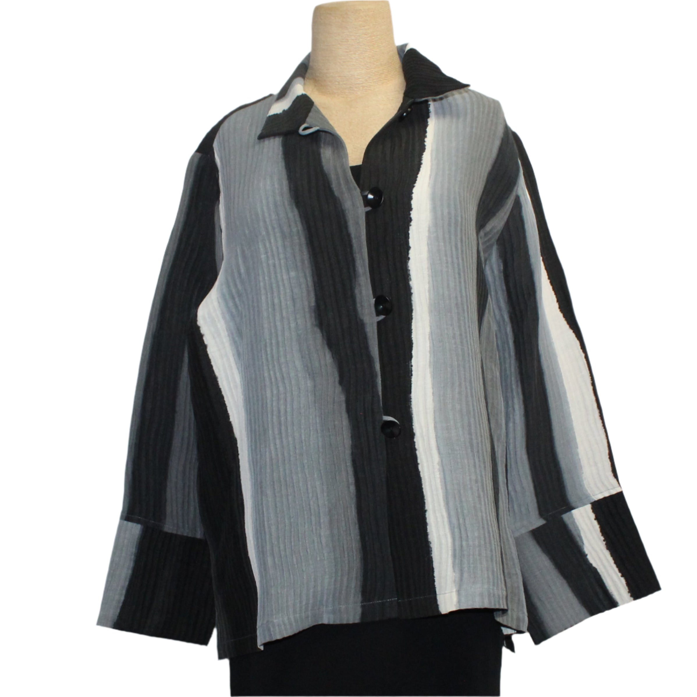 Kay Chapman Jacket, Loop Button, Branch, Black/White/Grey, M