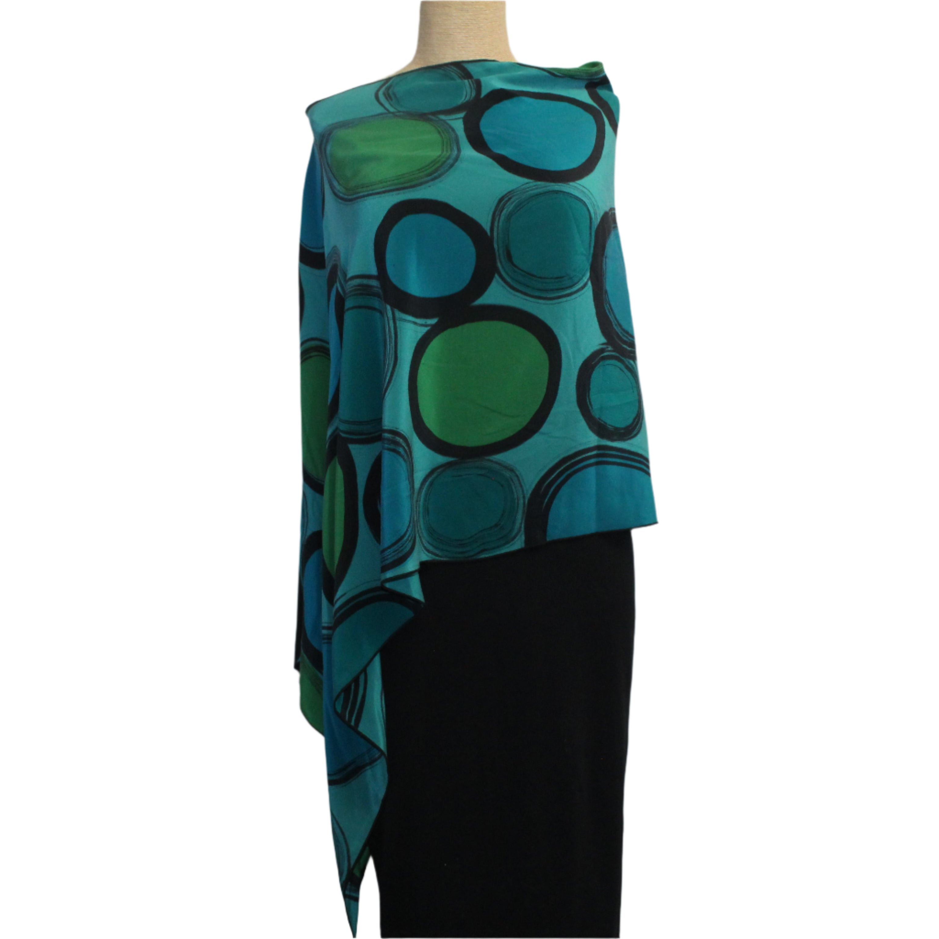 Kay Chapman Poncho, Circles, Turquoise/Green