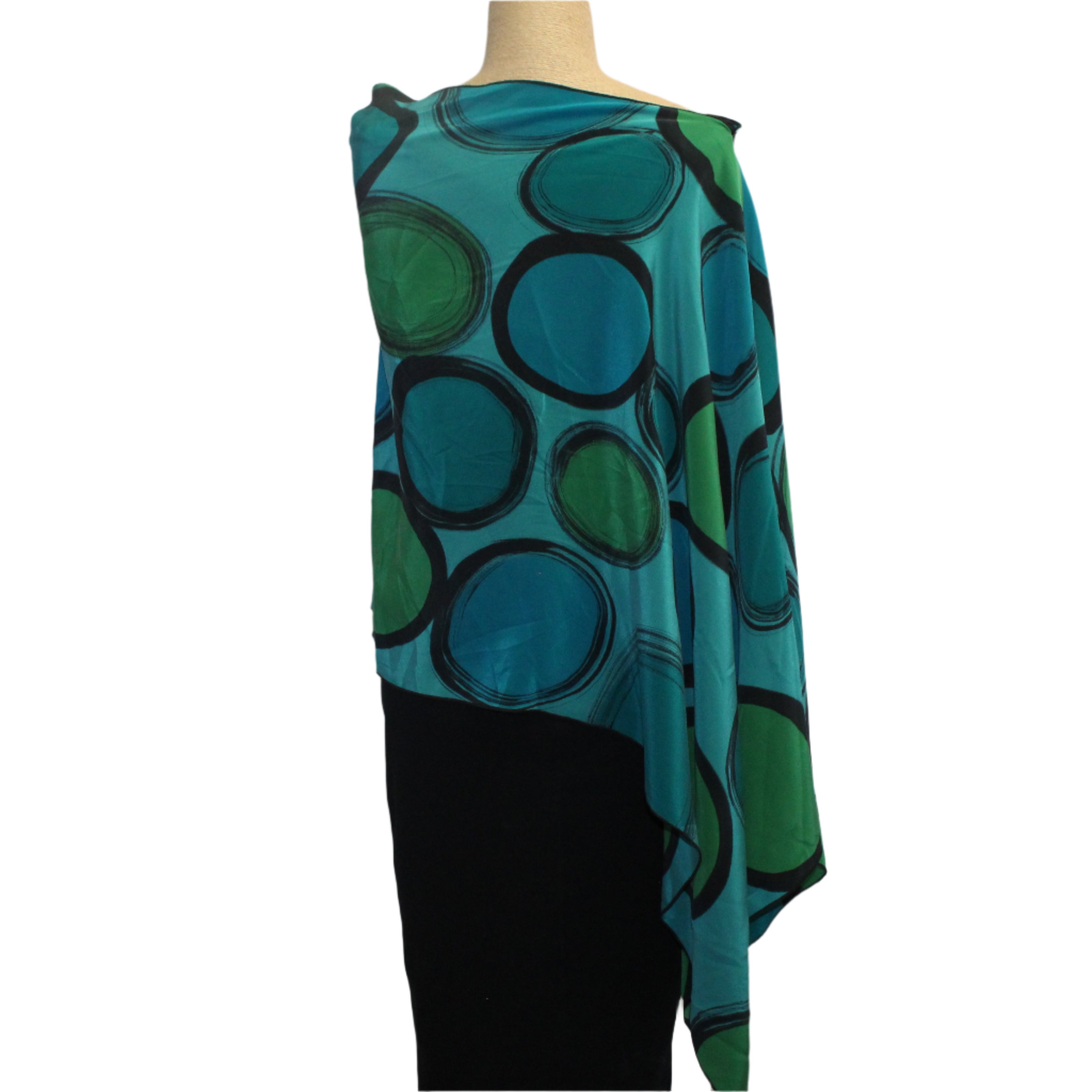 Kay Chapman Poncho, Circles, Turquoise/Green