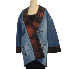Jackson Friedman Jacket, Denim/Shibori Collar, M