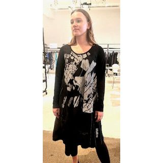 Mara Gibbucci Dress, Artistic Print, Shanter, Black/Grey S