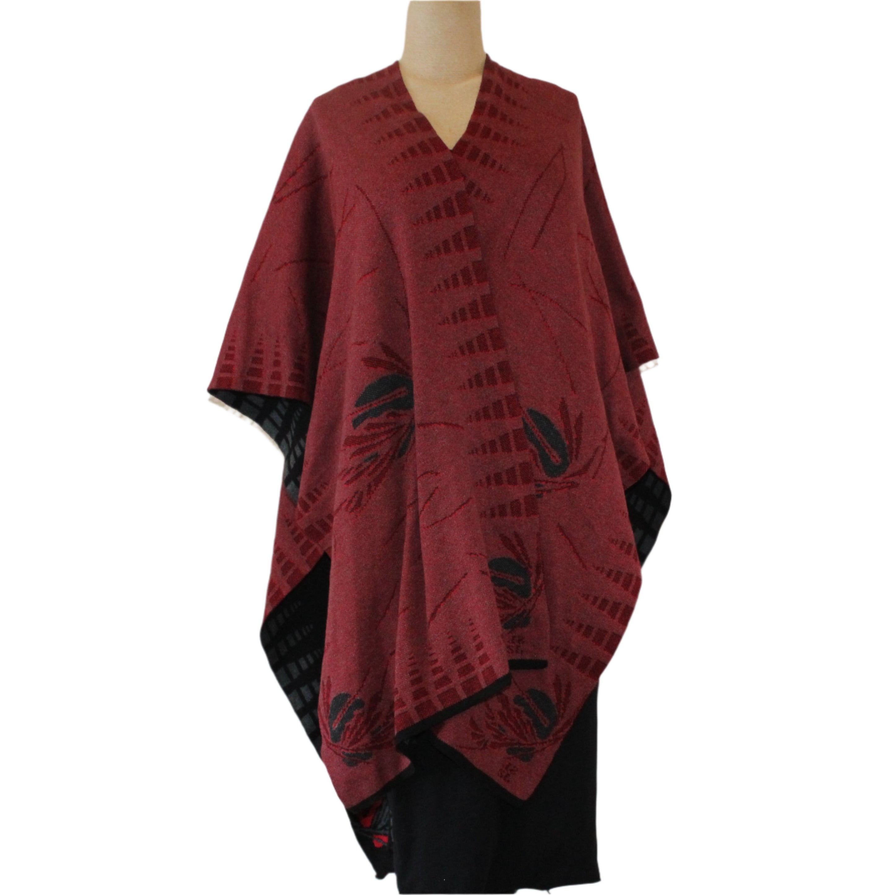 Sharon London Cape, Blossom, Reversible, Black/Charcoal/Red