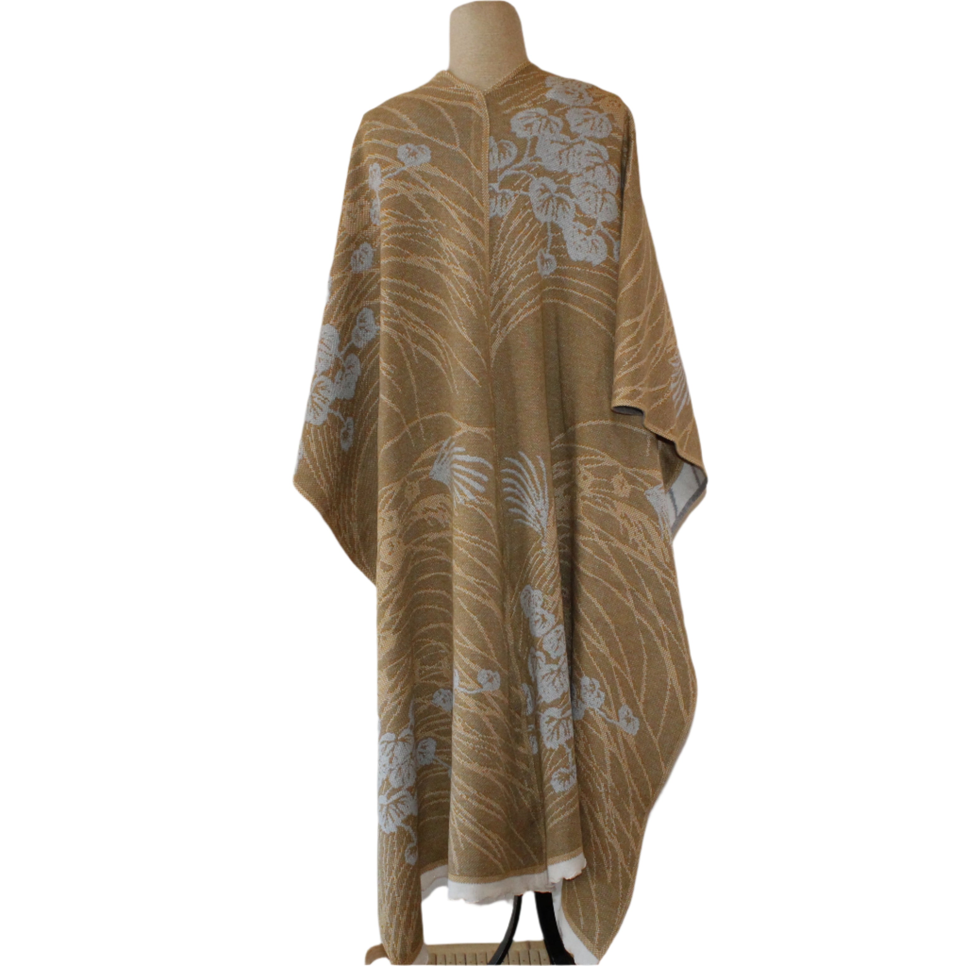 Sharon London Cape, Reversible, Cream/Grey/Gold