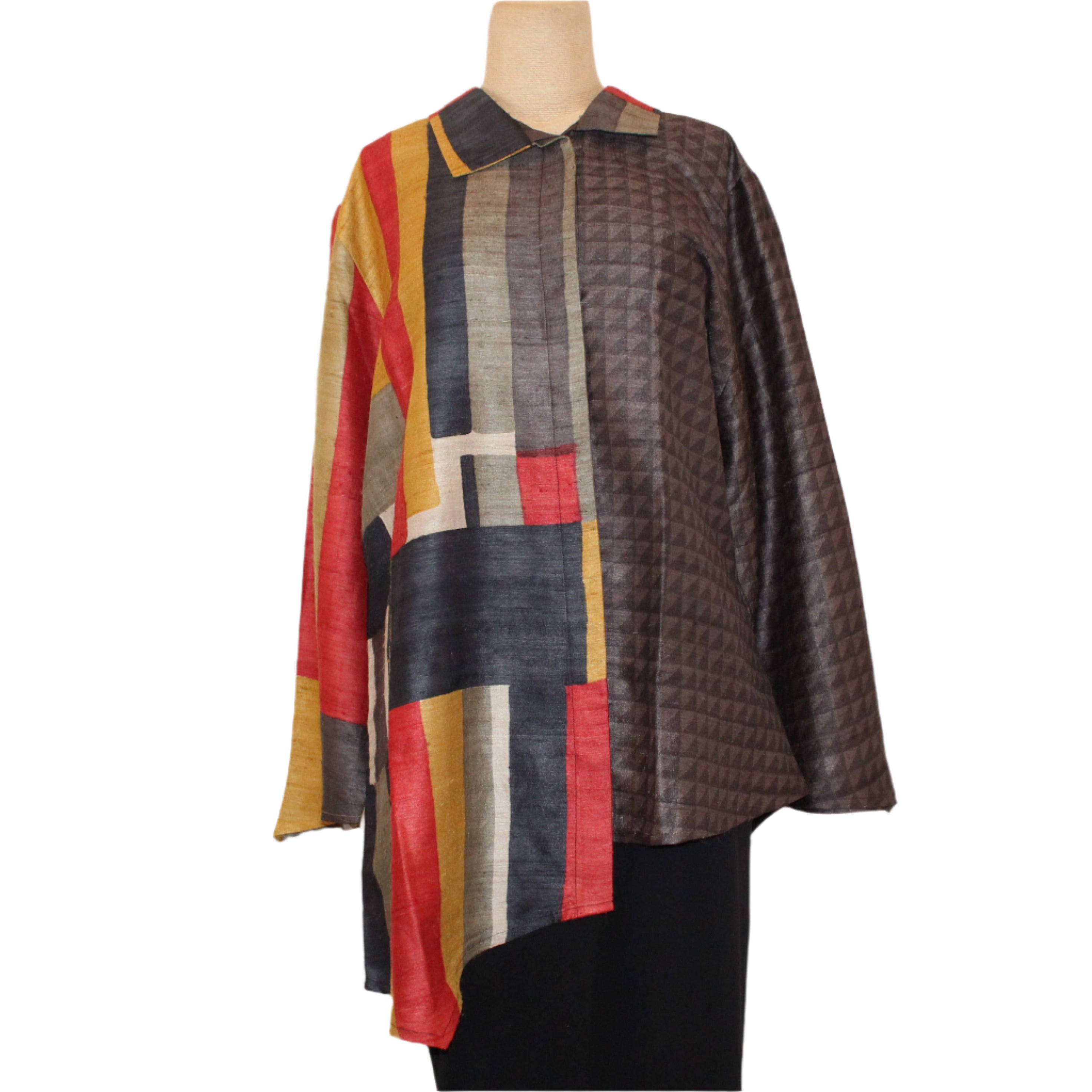 Darshan Shah Shirt, Long, Copper/Red/Gold/Black, L