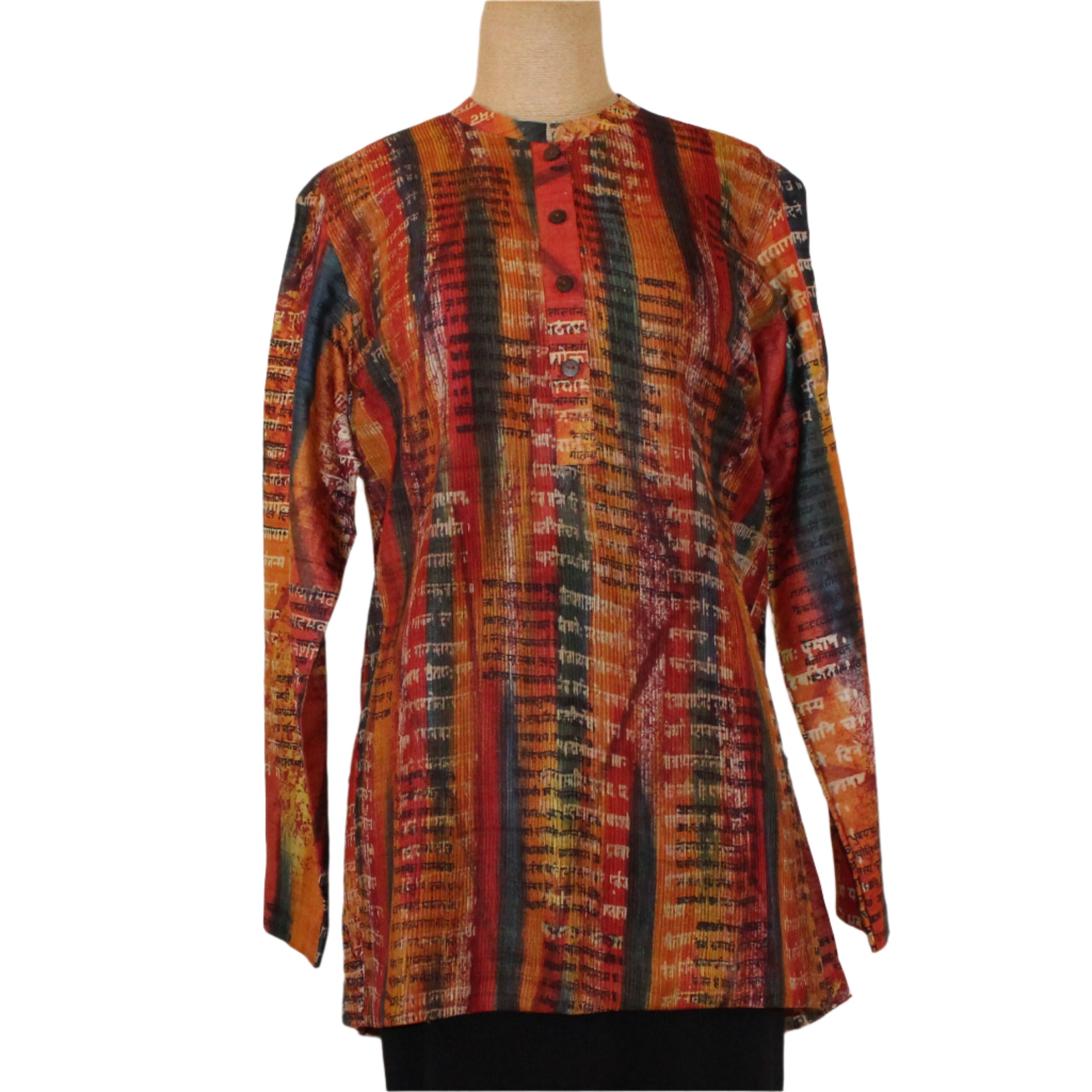 Darshan Shah Tunic, Long, Red/Green/Gold, S