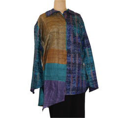 Darshan Shah Shirt, Long, Turquoise/Olive/Purple/Grey, L