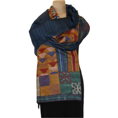 Darshan Shah Shawl, Kantha, Blue/Green/Gold/Multi-Color