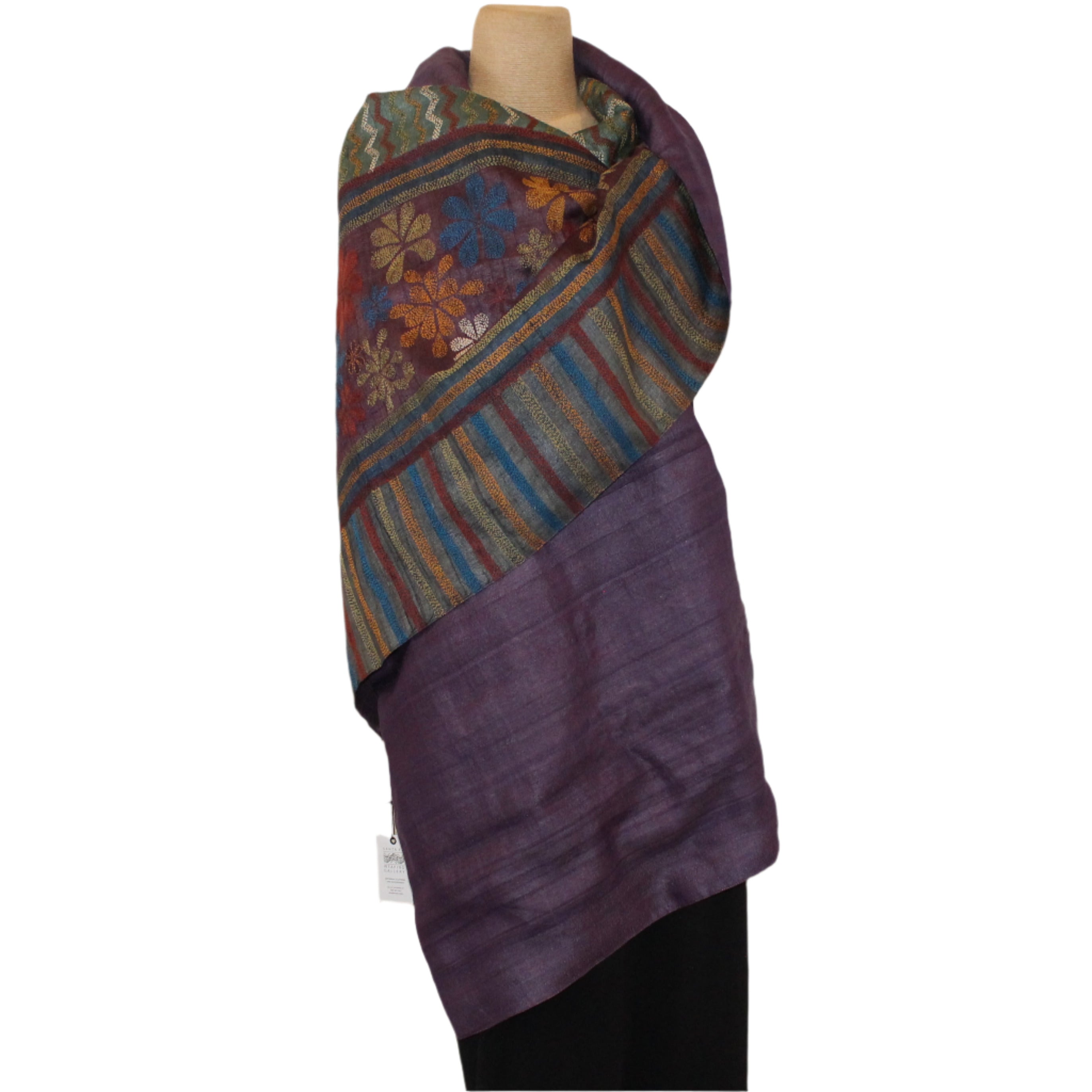 Darshan Shah Shawl, Kantha, Purple/Green/Multi-Color