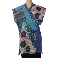 Holly Badgley Vest, Crossover, Kantha, Turquoise/Blue/Cream, S/M